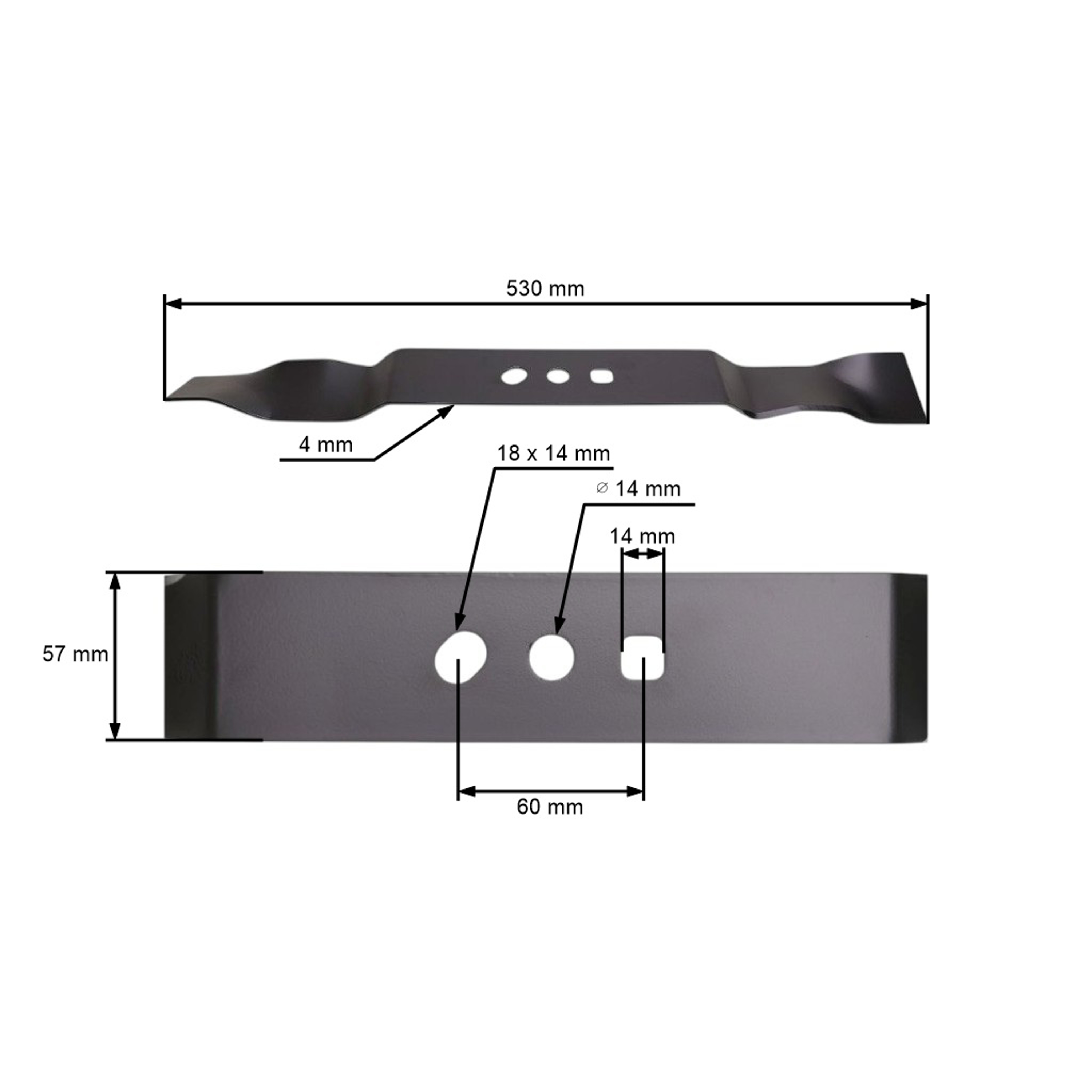 Mulčovací nůž 53 cm (21") pro Čínské motorové sekačky a sekačky z hobbymarketů NAC Krysiak Vega Ursus Hyundai