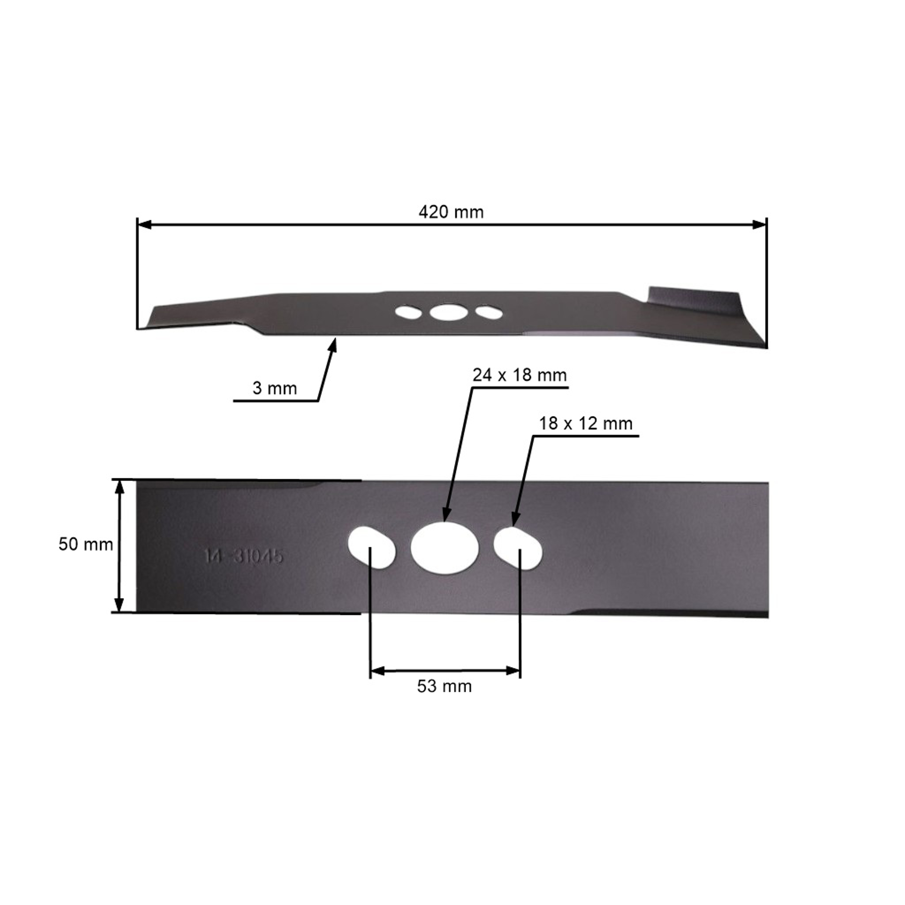 Žací nůž 42 cm (16") pro Čínské motorové sekačky a sekačky z hobbymarketů NAC (OEM LP42-450E LS42-375 LP42 LS42)