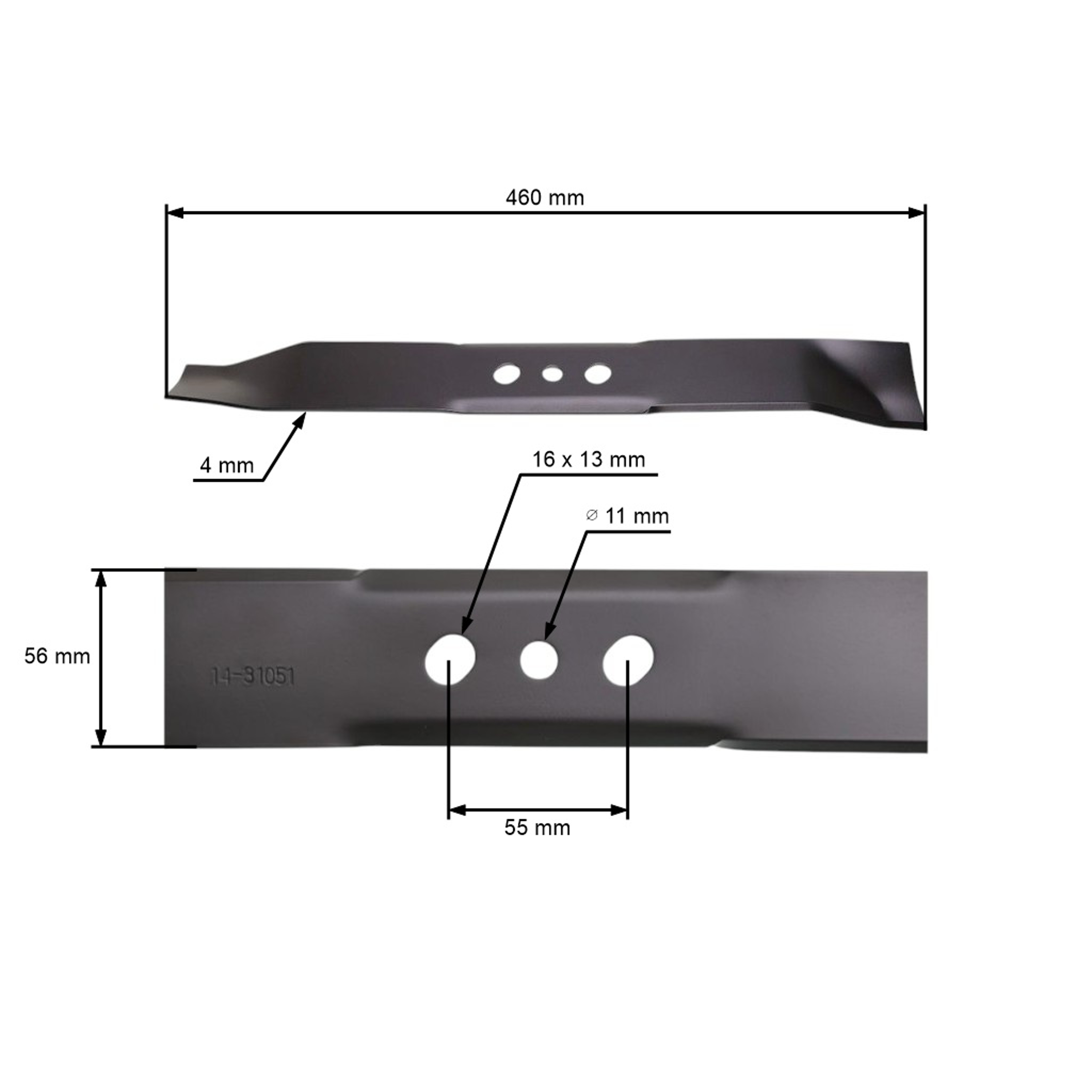 Žací nůž 46 cm (18") pro motorové sekačky NAC LS46-450E-HSDS-JR LS1515-JR (OEM LS46-450E-HSDS-JR JY131003)