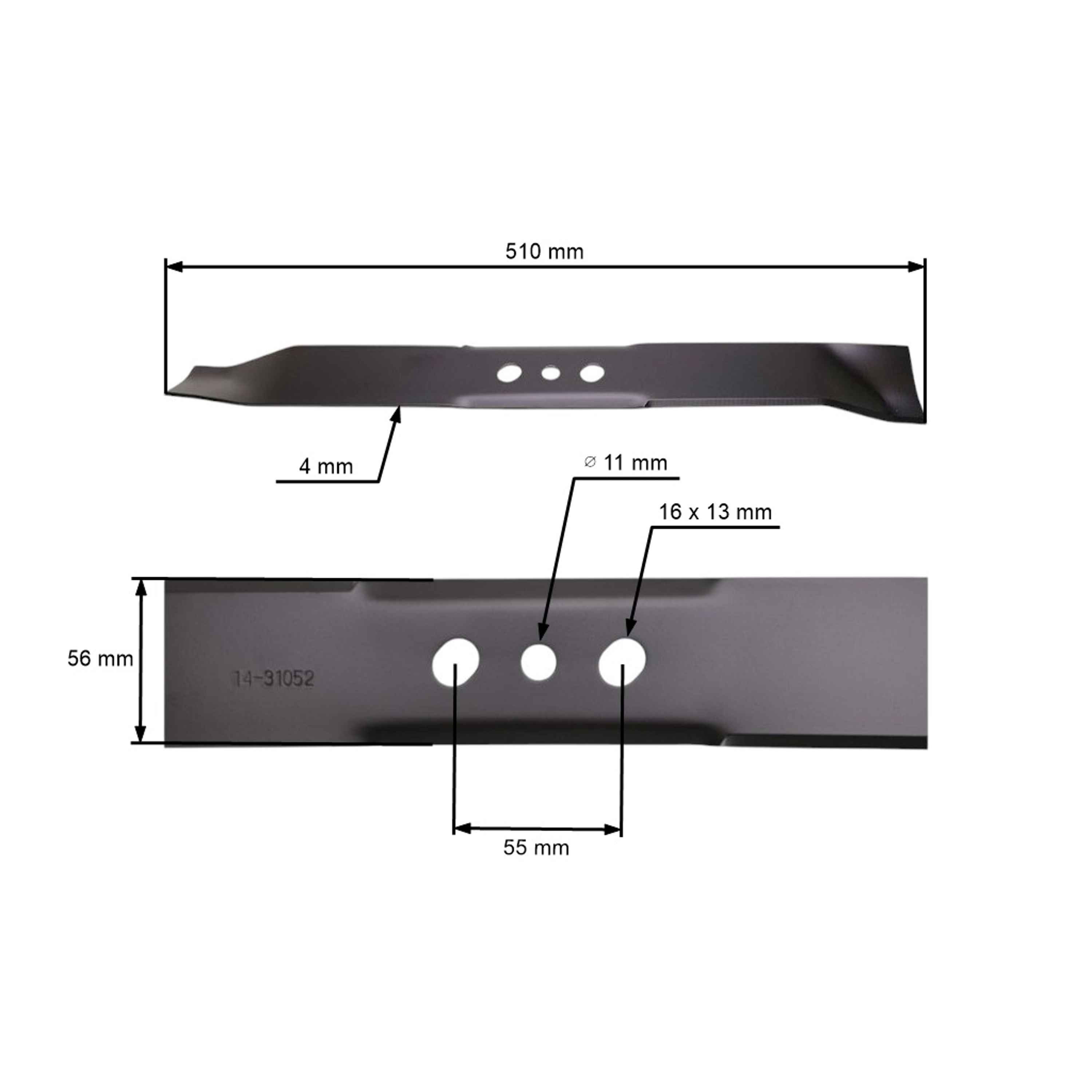 Žací nůž 51 cm (20") pro motorové sekačky NAC LS51-166L-HSDS-JR NAX3000S NAX4000S (OEM LS51-166L-HSDS-JR)