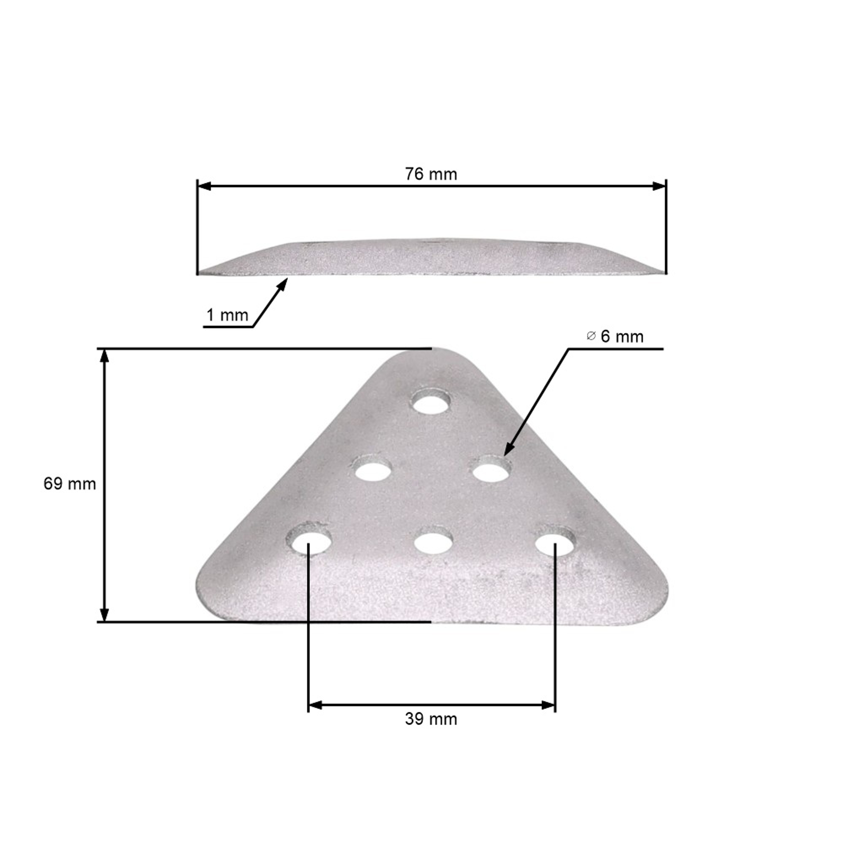 Trojúhelníkový nůž 6,9 cm (3") pro motorové sekačky Wolf Kynast (OEM 4111 081 WL4111081 WL4111 081)