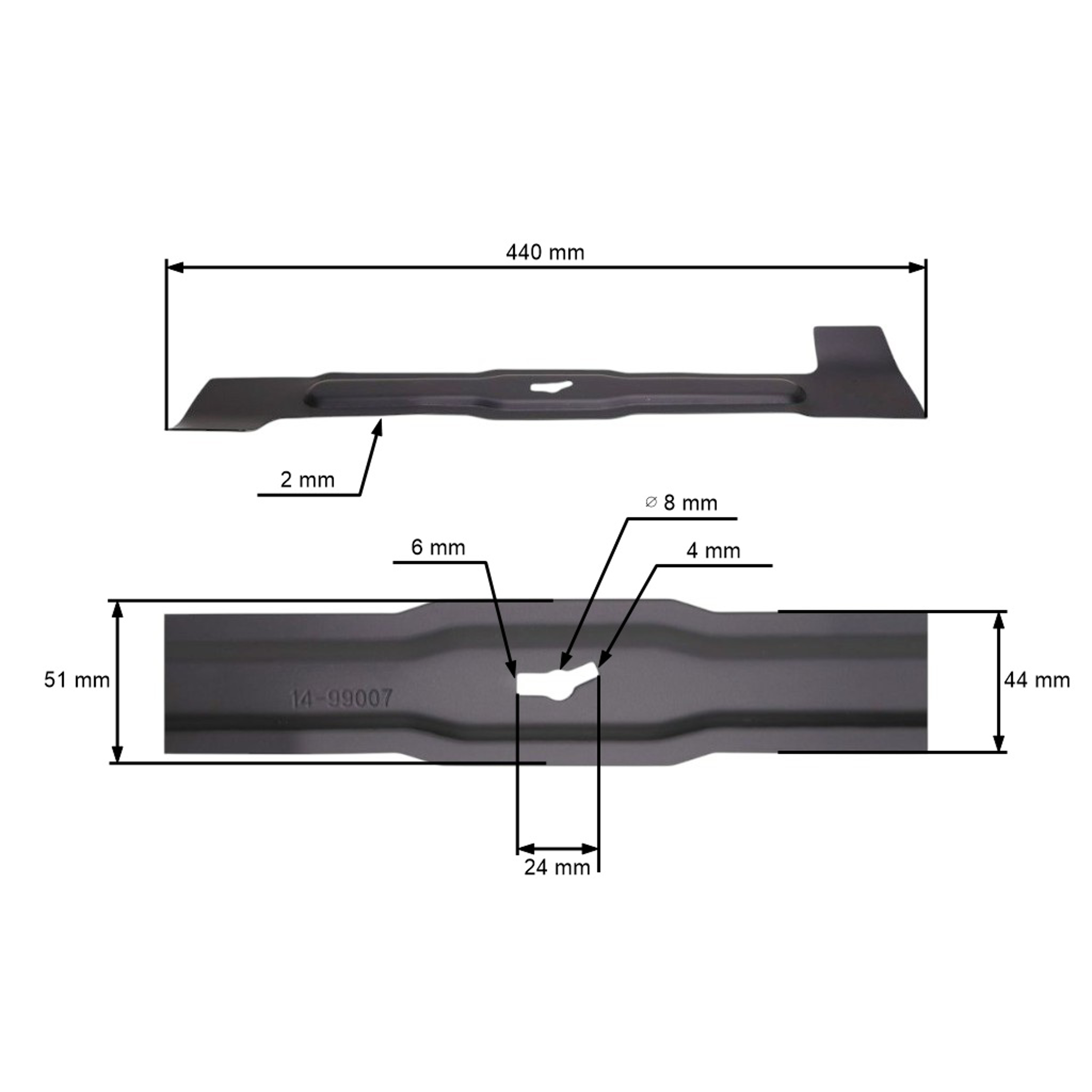 Žací nůž 44 cm (17") pro elektrické sekačky Einhell Castorama (OEM 618818)