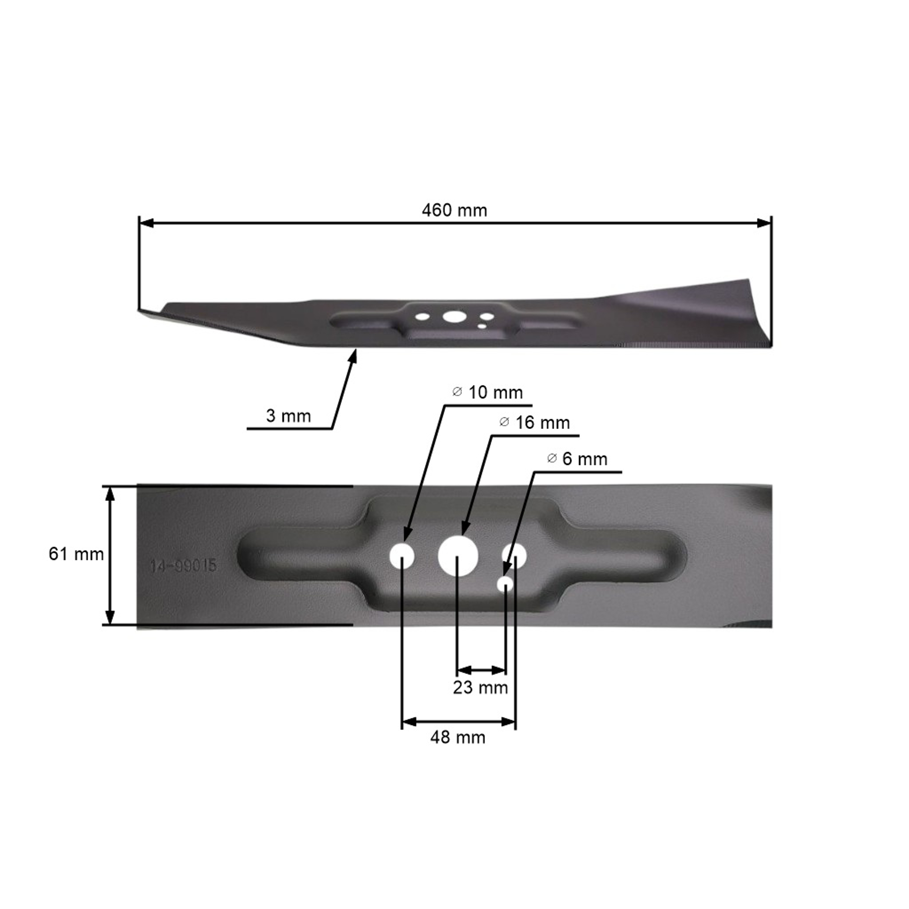 Žací nůž 46 cm (18") pro Čínské motorové sekačky a sekačky z hobbymarketů Hortmasz Castorama Grass Performance (OEM 614-067 614067)