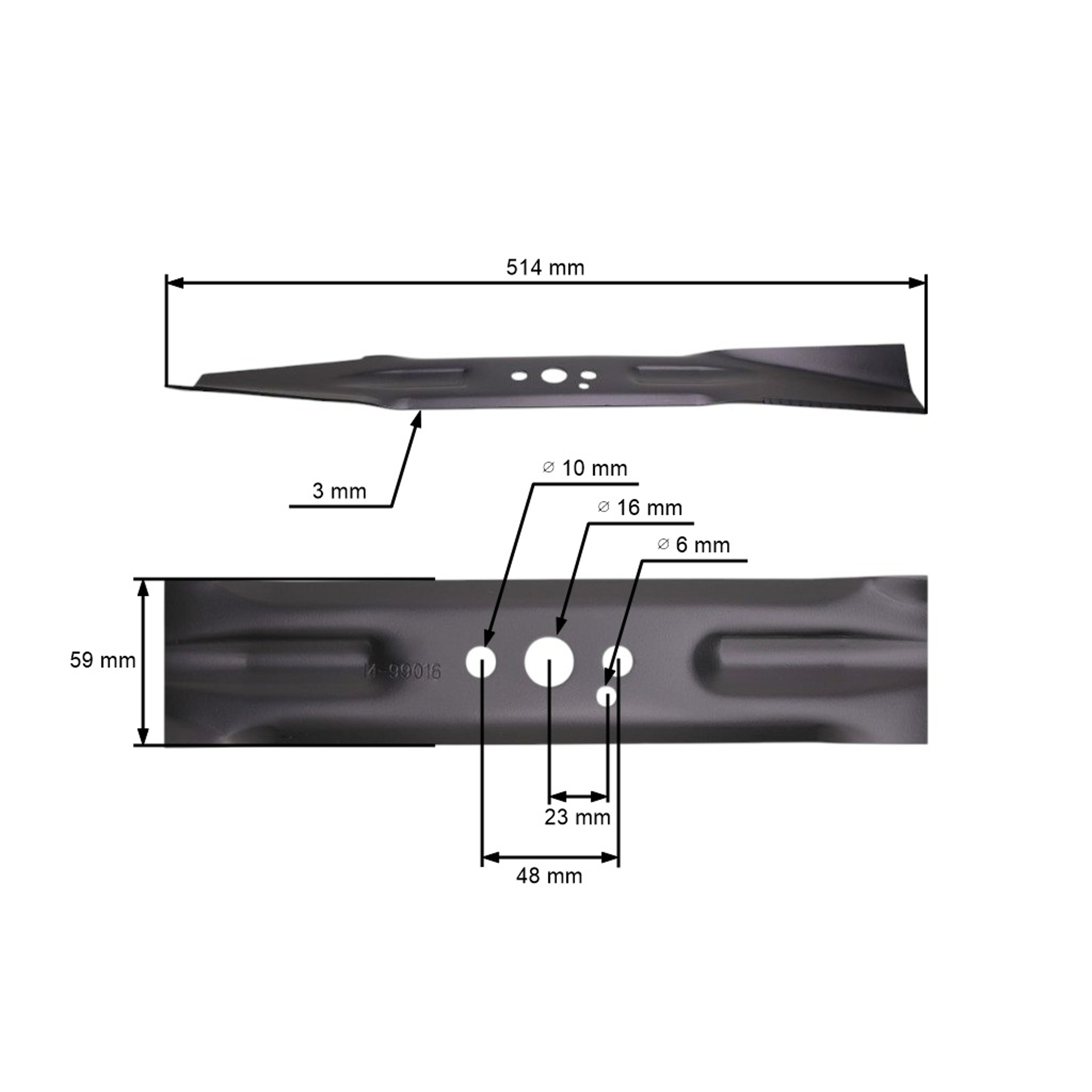 Žací nůž 51,4 cm (20") pro Čínské motorové sekačky a sekačky z hobbymarketů Hortmasz Castorama Grass Performance Green World Green Technology