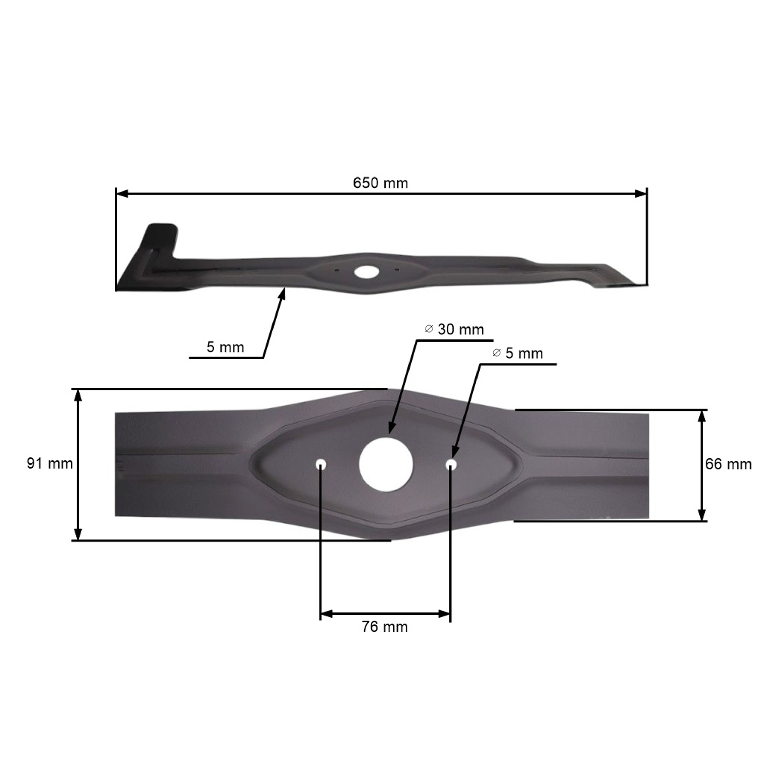Žací nůž 65 cm (25") pravý pro zahradní traktory Etesia 82741 MZ124D01L MZ124R (OEM 82741 MZ124D01L MZ124R)