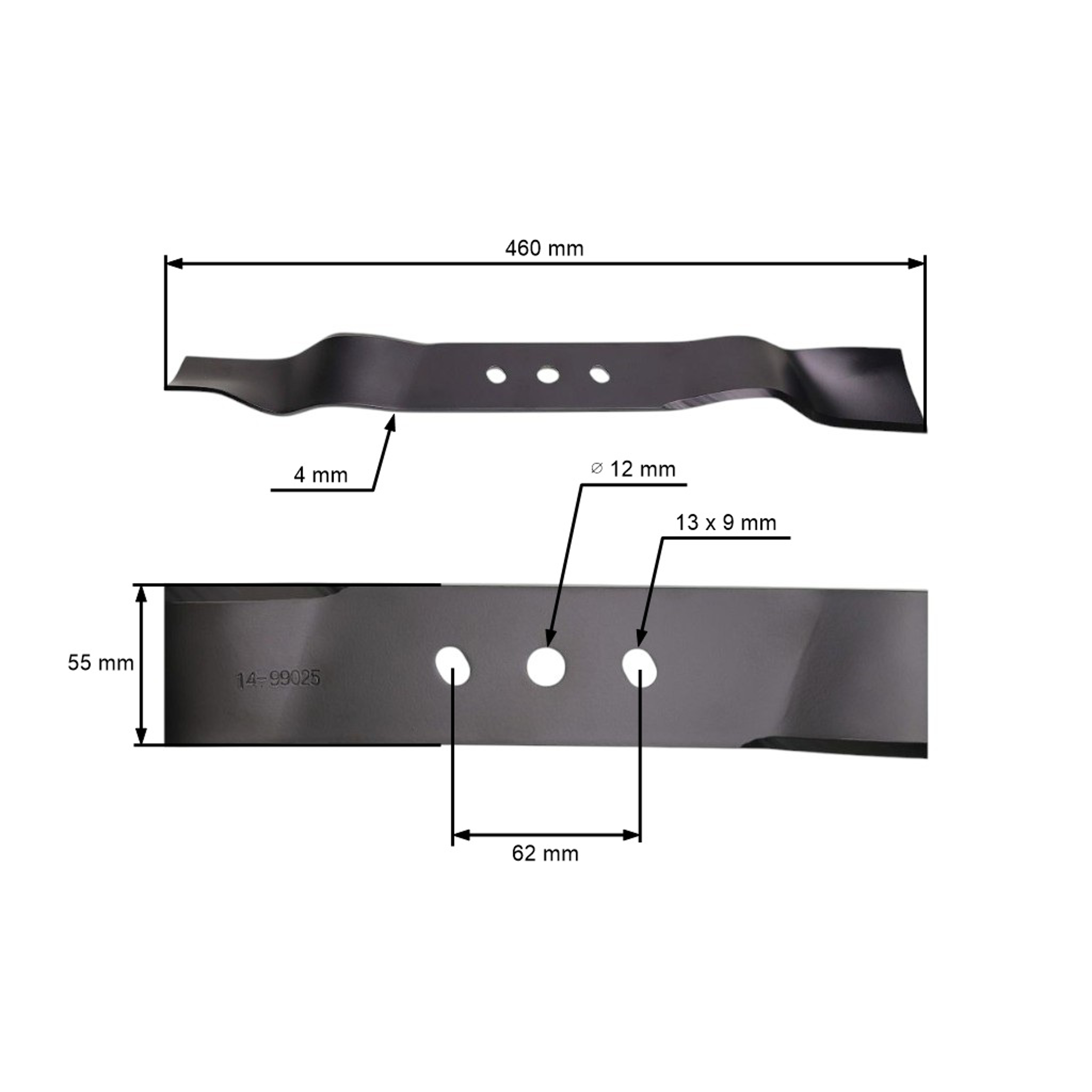 Mulčovací nůž 46 cm (18") pro Čínské motorové sekačky a sekačky z hobbymarketů Hortmasz Dym Hortus Leroy Merlin Victus Nac