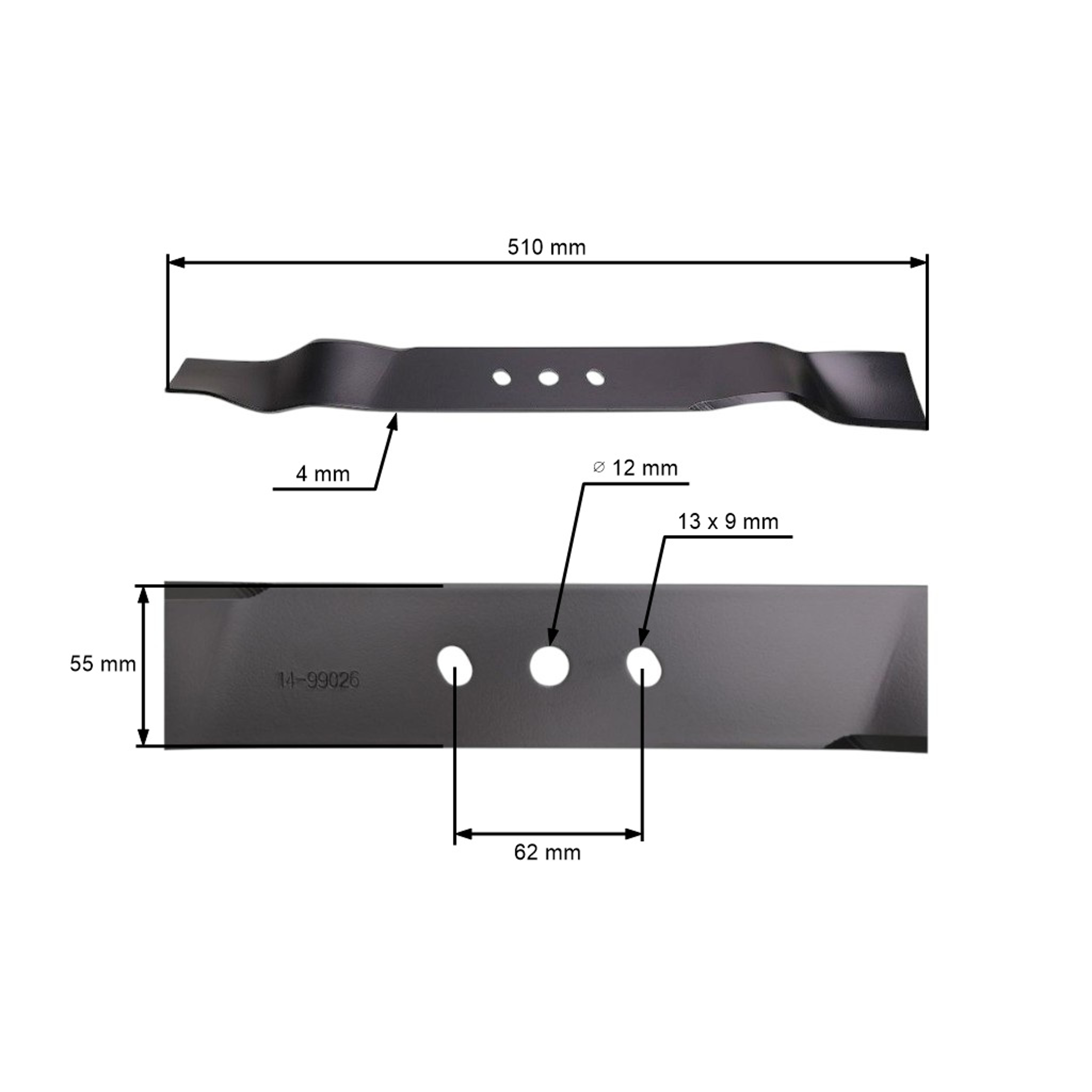 Mulčovací nůž 51 cm (20") pro Čínské motorové sekačky a sekačky z hobbymarketů Hortmasz Dym Hortus Leroy Merlin Victus Nac