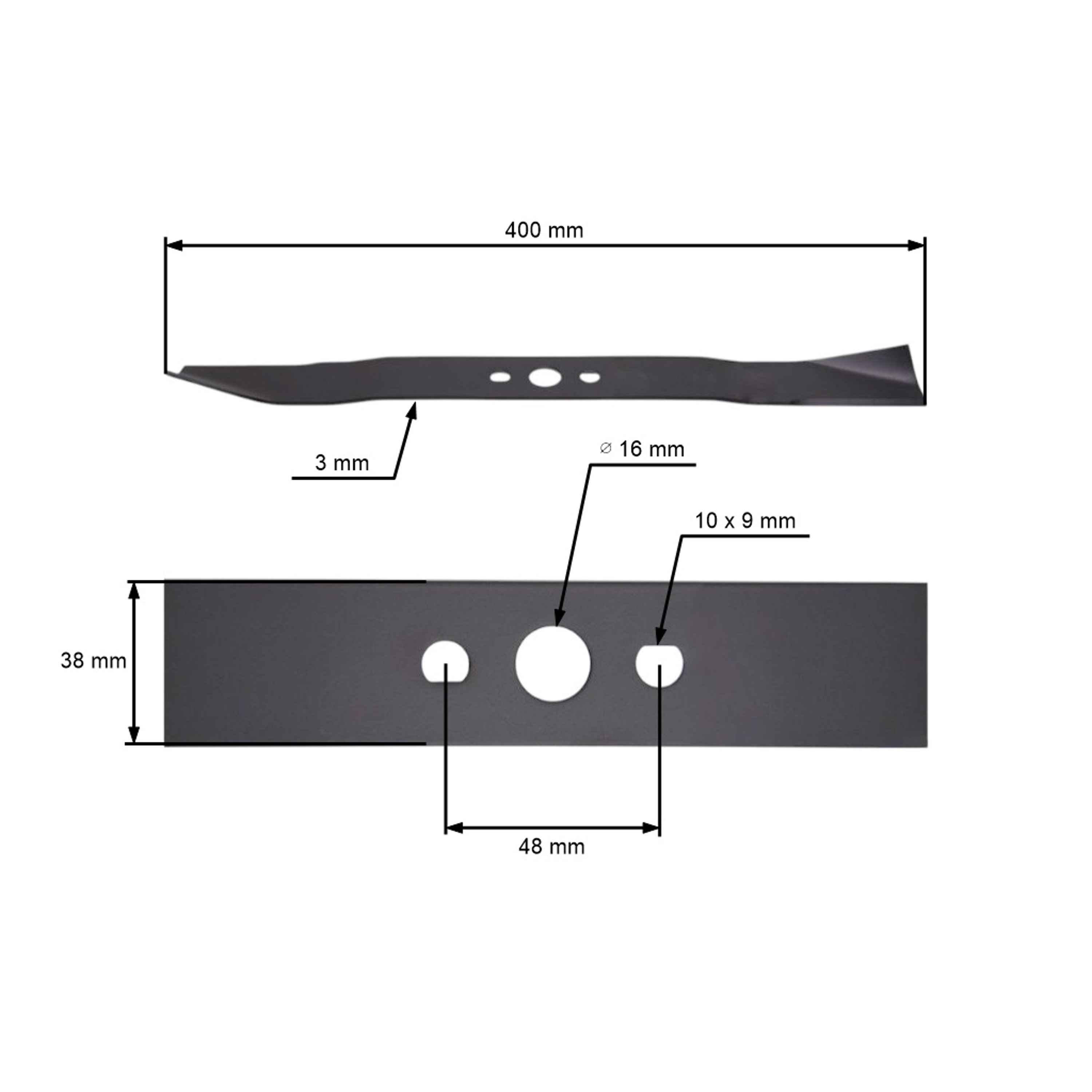 Žací nůž 40 cm (16") pro Čínské motorové sekačky a sekačky z hobbymarketů Hortmasz Dym Hortus Leroy Merlin Victus (OEM 26300100401)