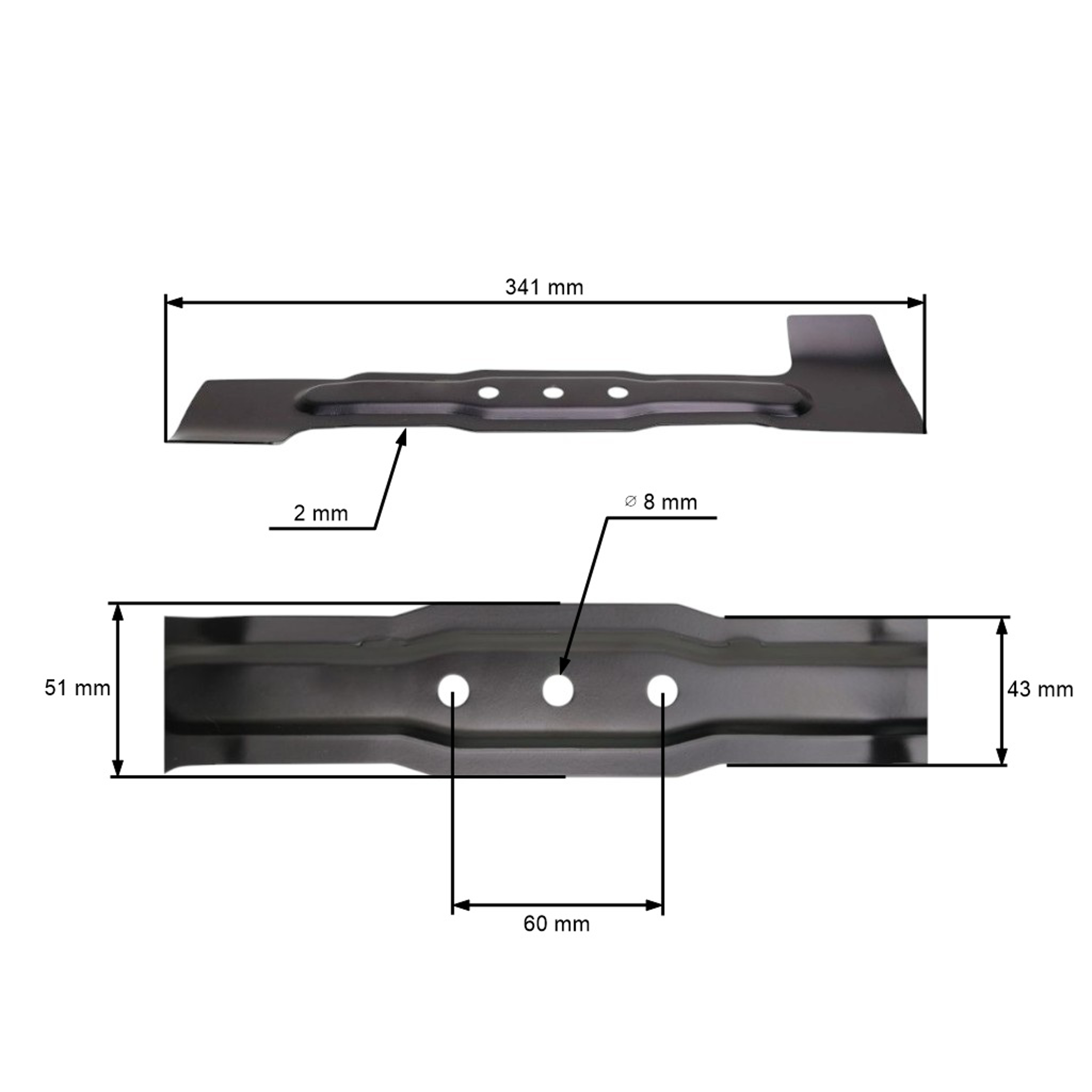 Žací nůž 34,1 cm (13") pro elektrické sekačky Bosch Rotak (OEM F016800271 F016L65157)