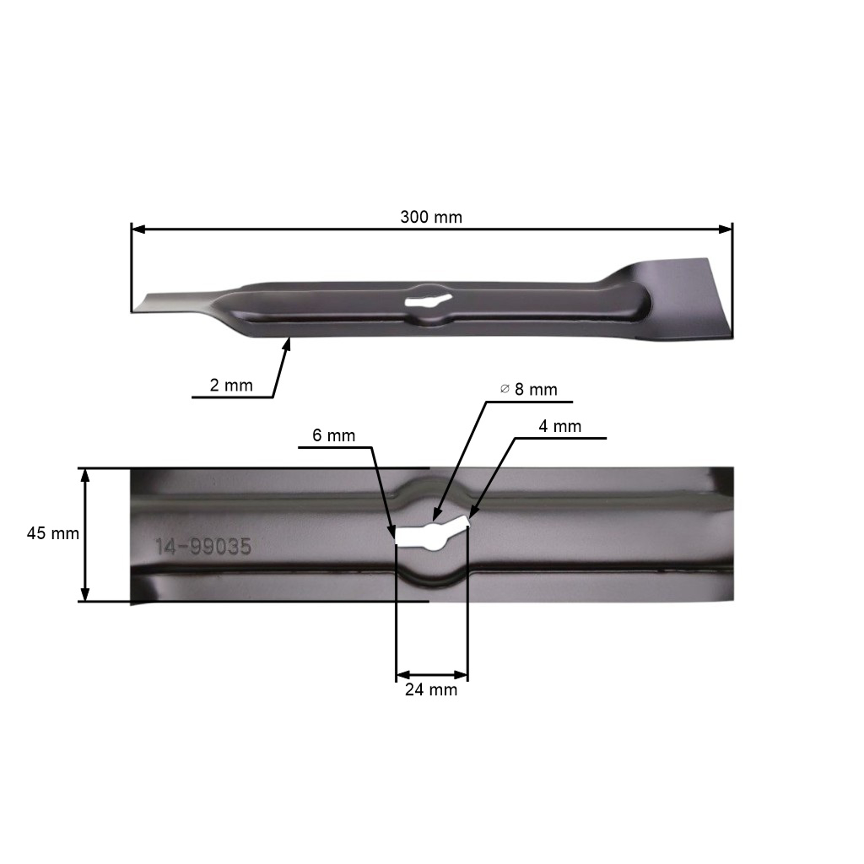 Žací nůž 30 cm (12") pro elektrické sekačky GO-ON Einhell Centralpark Basic Grizzly Castorama (OEM 3405600 340024001021 GD21BX.00.02)