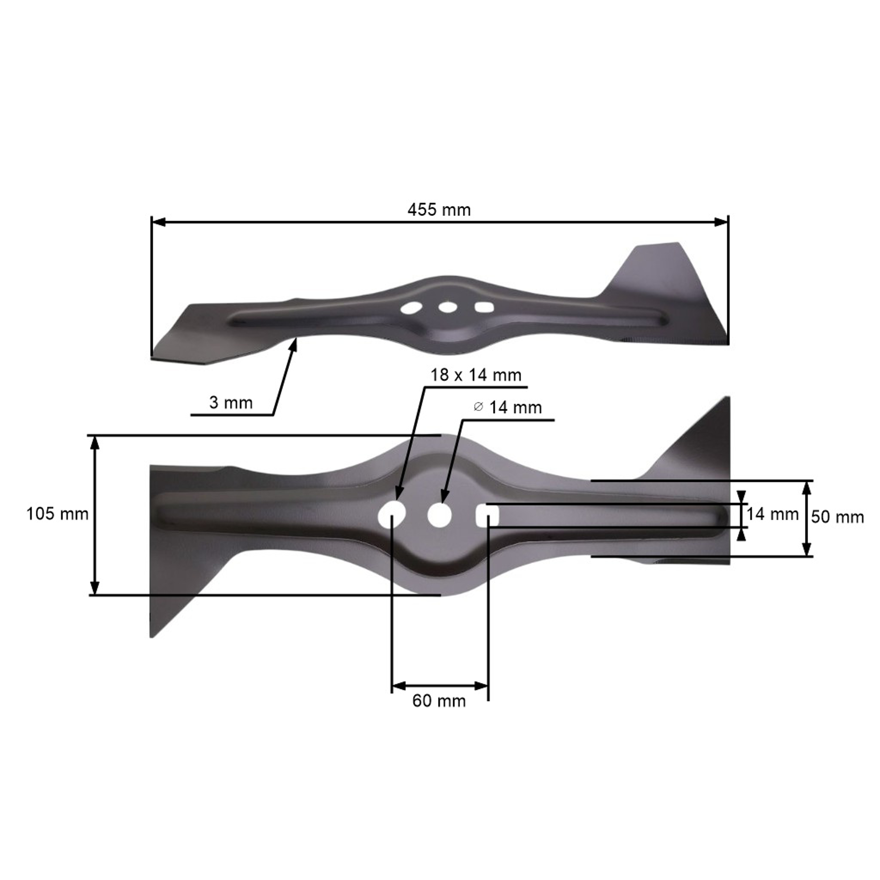 Žací nůž 45,5 cm (18") se sběrem pro motorové sekačky Hecht Avenberg Fieldmann Vega (OEM 50G3510000000)