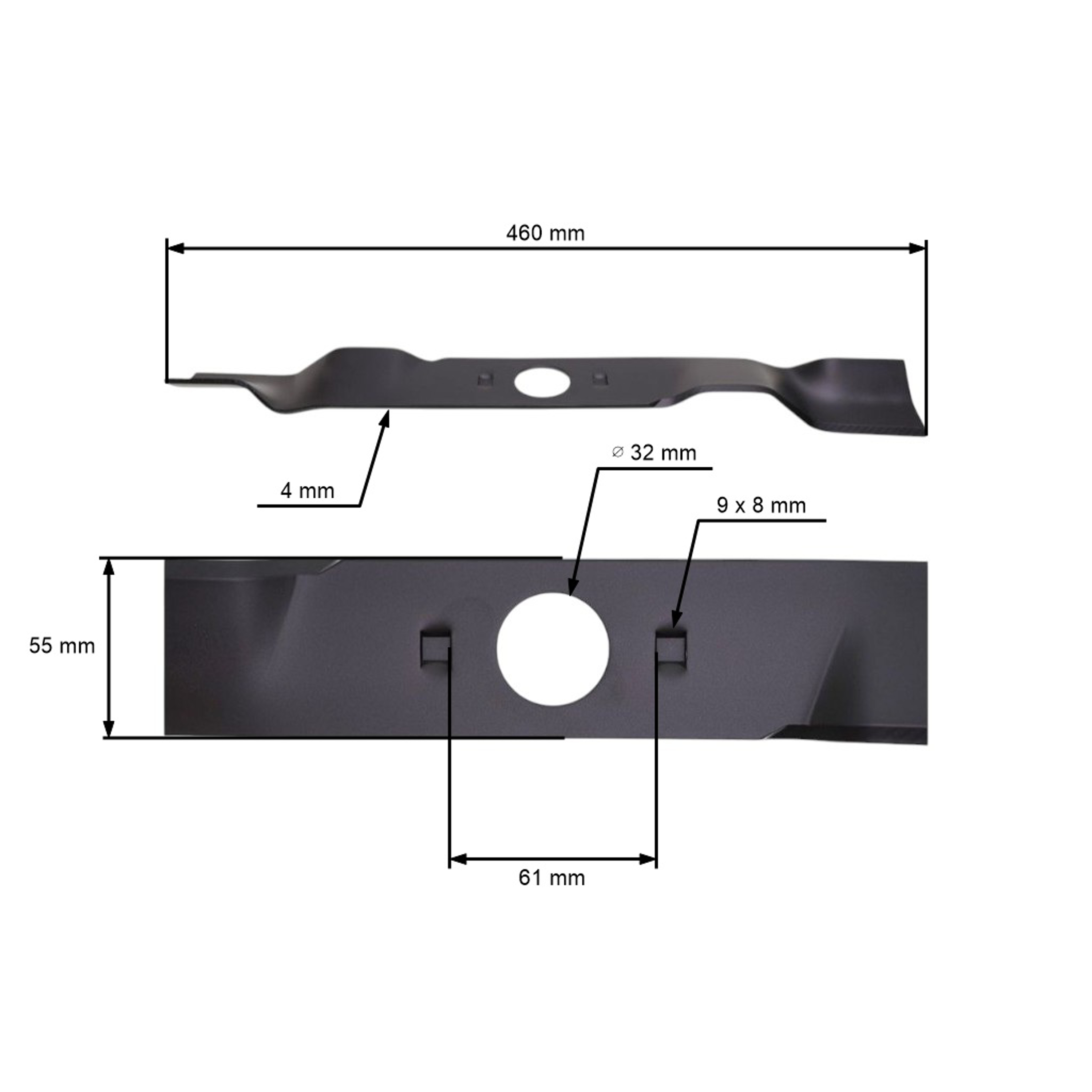 Mulčovací nůž 46 cm (18") pro motorové sekačky Hecht 548 5484 549 5494 5483 INSTART SX (OEM 26300248802)