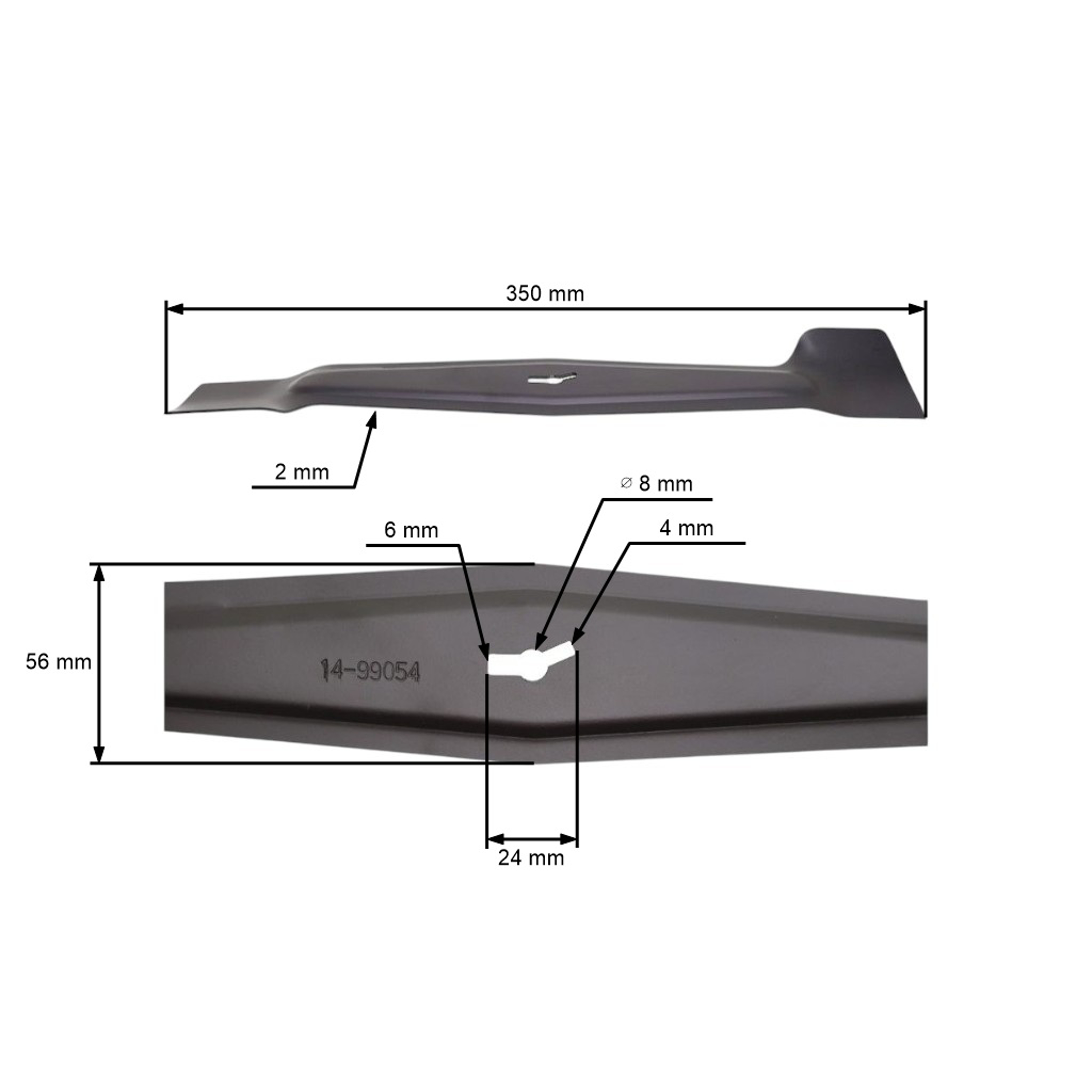 Žací nůž 35 cm (14") pro elektrické sekačky Einhell Castorama Grizzly (OEM 603715 GM80BX.A0.02)