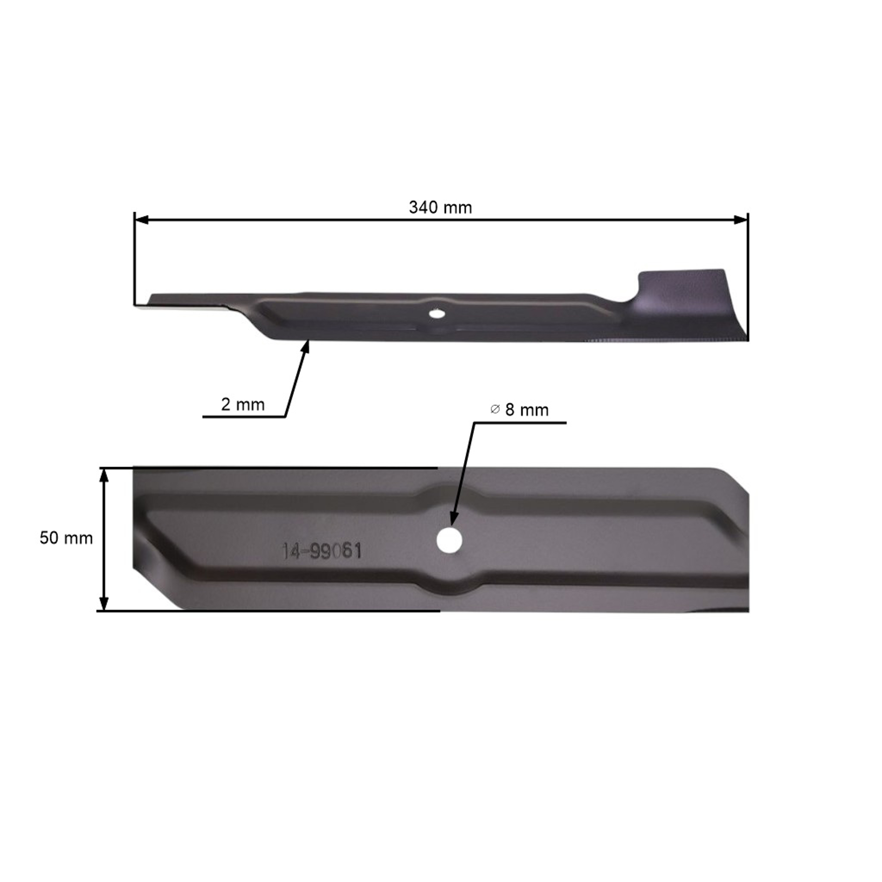 Žací nůž 34 cm (13") pro elektrické sekačky Hecht MTD Krysiak Lider