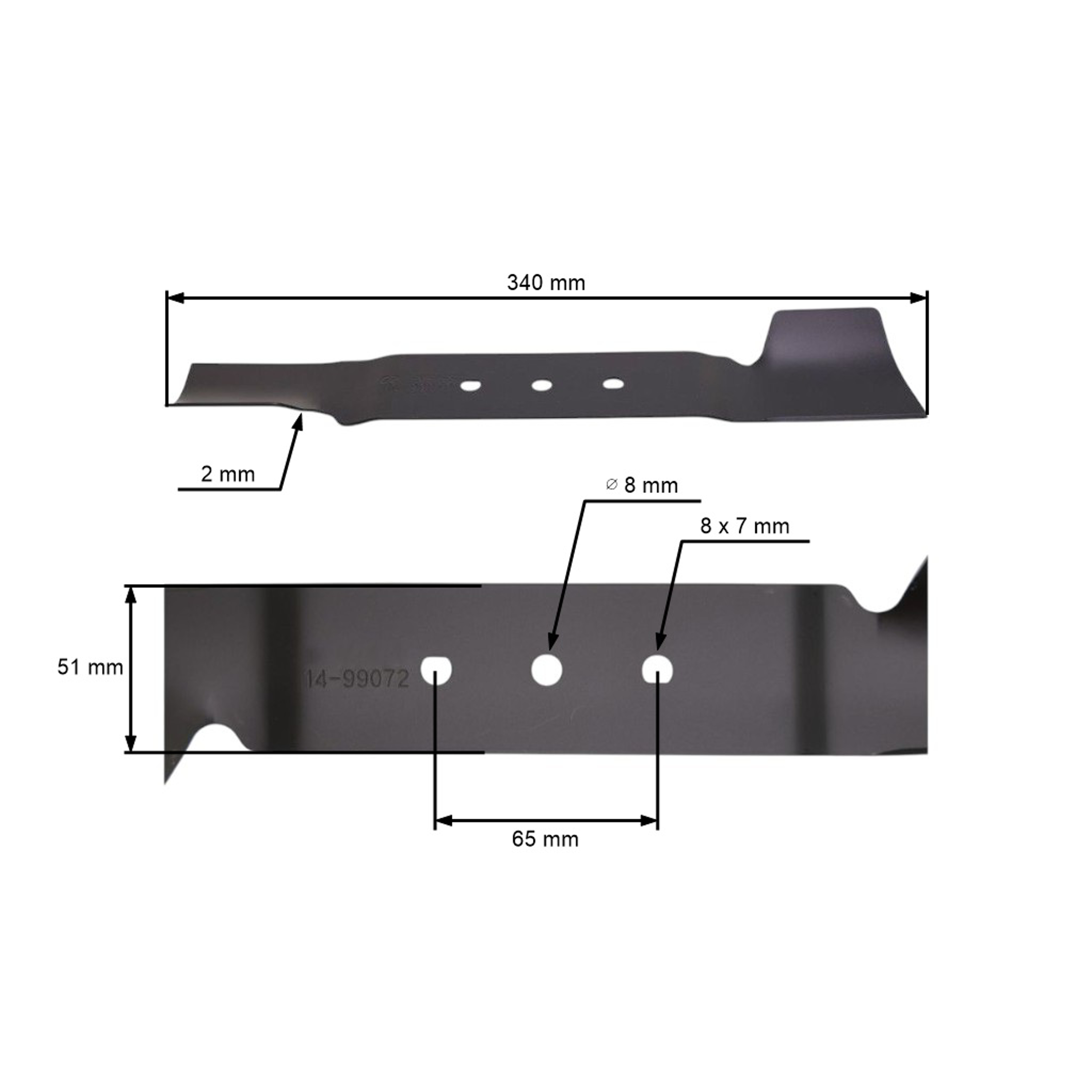 Žací nůž pro elektrické sekačky Faworyt KC1400B Wolf A340E 34 cm (742-05123, 092.61.429, KCX KC3407-64)