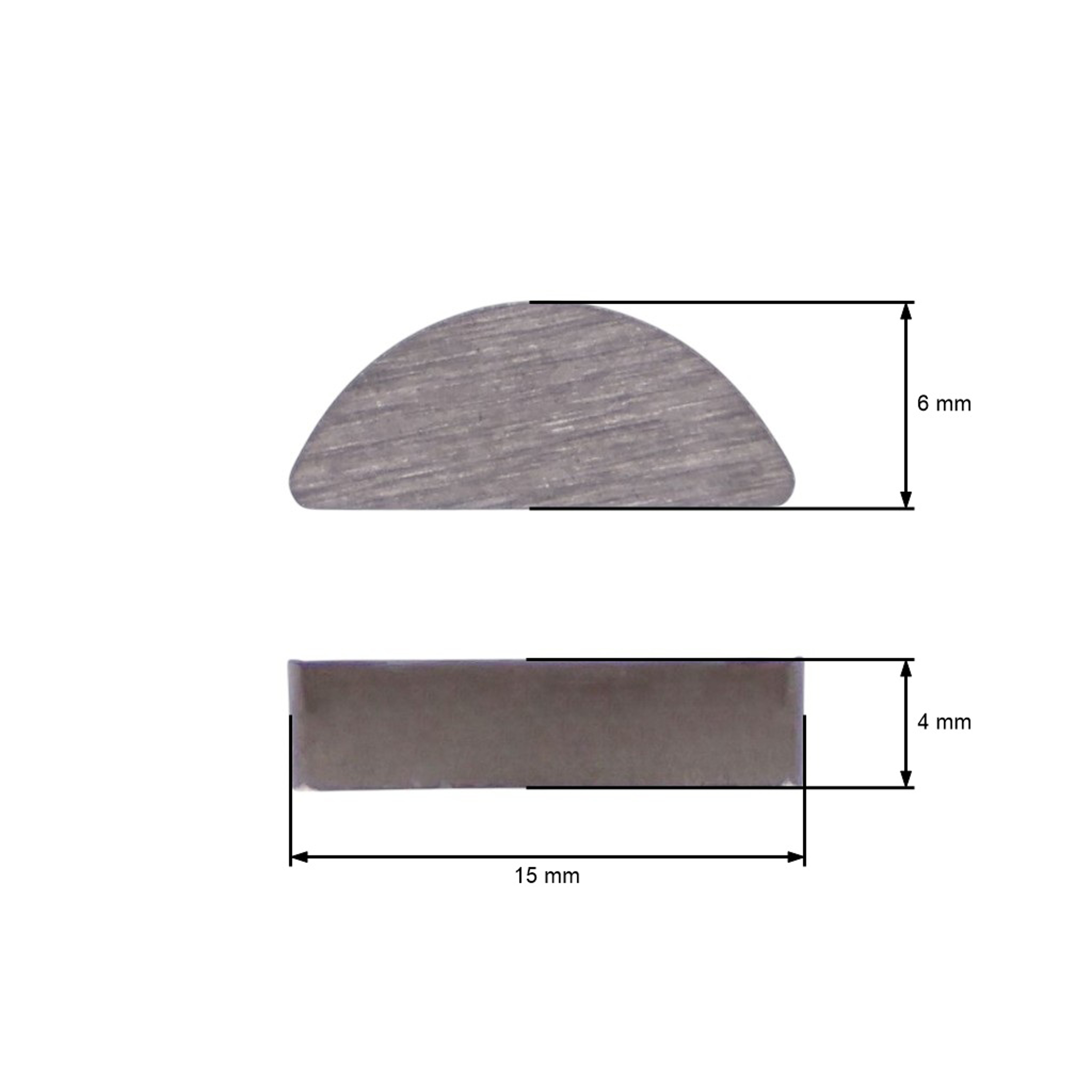 Univerzální ocelový klínek pro držák žacích nožů pro motorové sekačky a zahradní traktory 15 mm x 4,0 mm x 6,0 mm