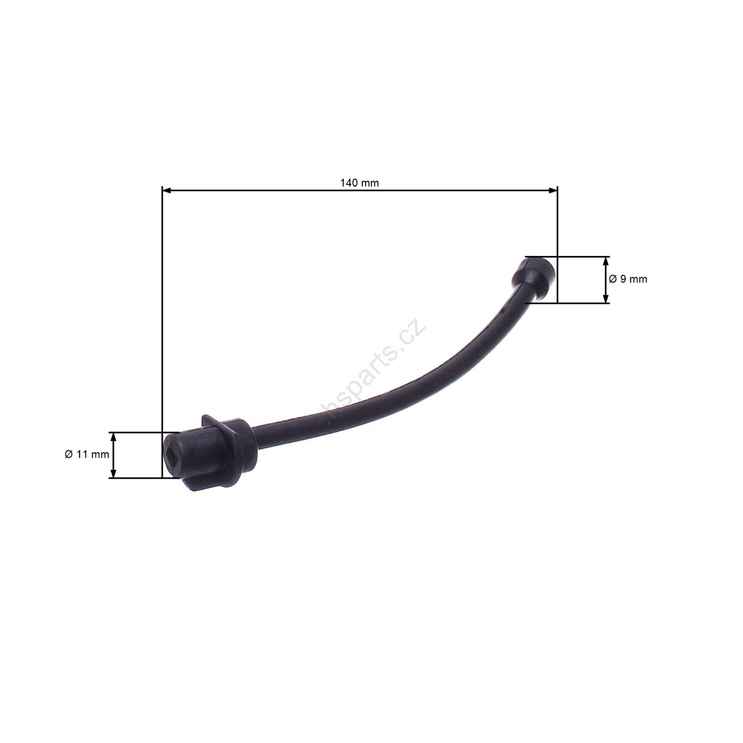 Olejová hadička pro Čínské motorové pily a pily z hobbymarketů celková délka 142 mm průměr 5,45 mm