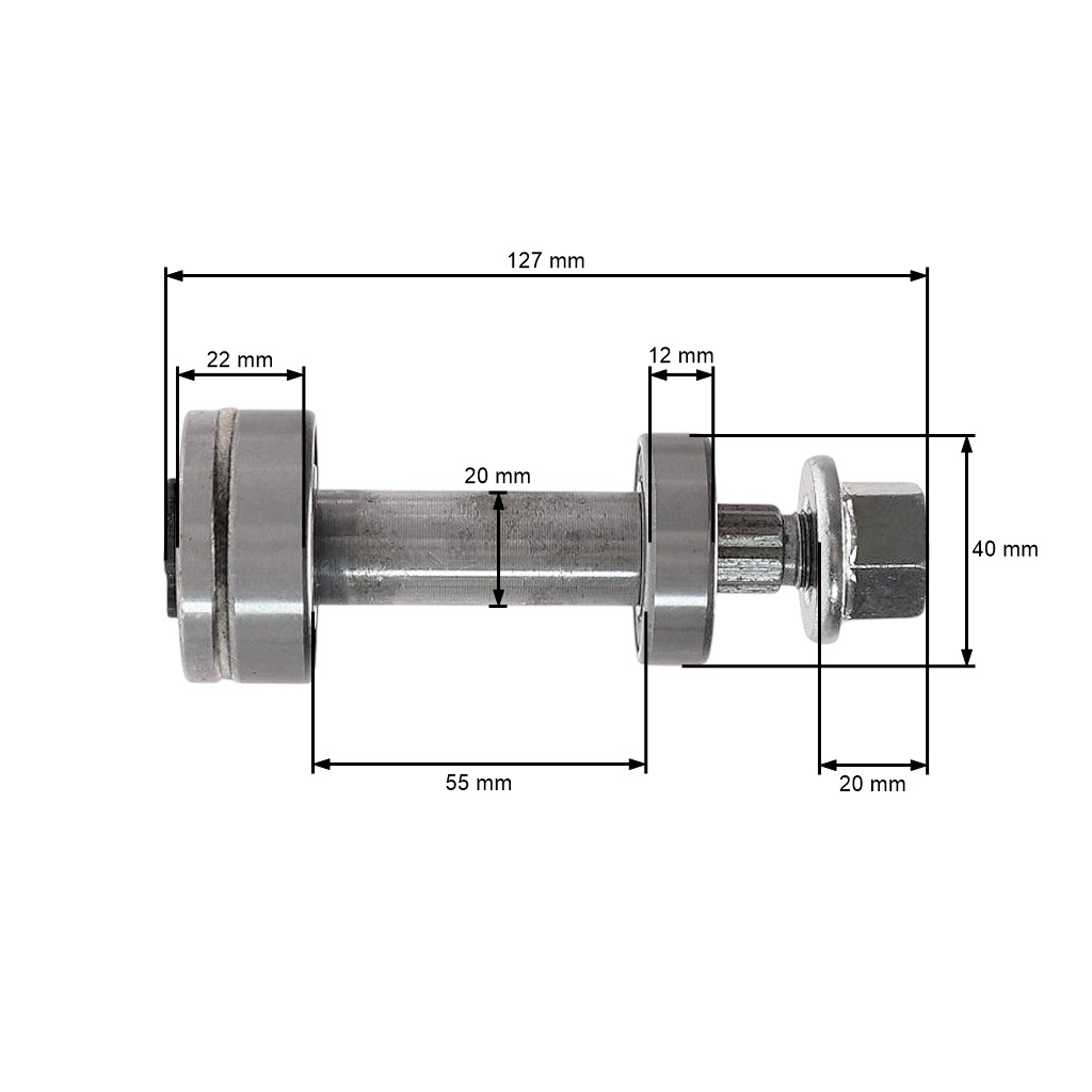 Kompletní hřídel mandrely 126,8 mm pro zahradní traktory Husqvarna Craftsman Poulan (OEM 532137553 137553)
