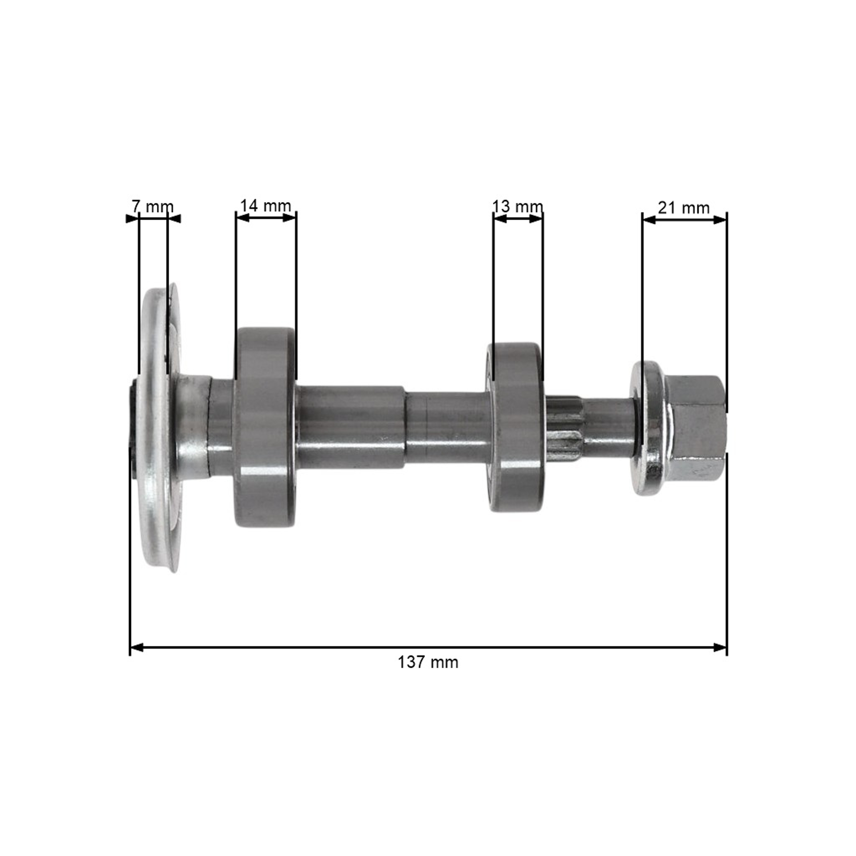 Kompletní hřídel mandrely 133,7 mm pro zahradní traktory Husqvarna Jonsered McCulloch (OEM 581650701 581650501)