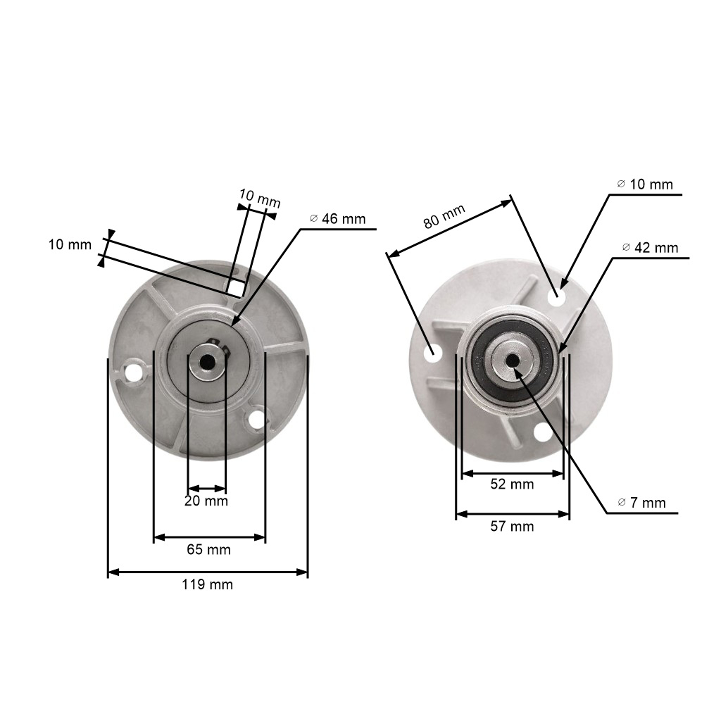 Mandrela žacího nože levá strana s pravým závitem pro zahradní traktory Stiga Honda Castel Garden (OEM 328807202/0 82207202/0 1136-0481-01)