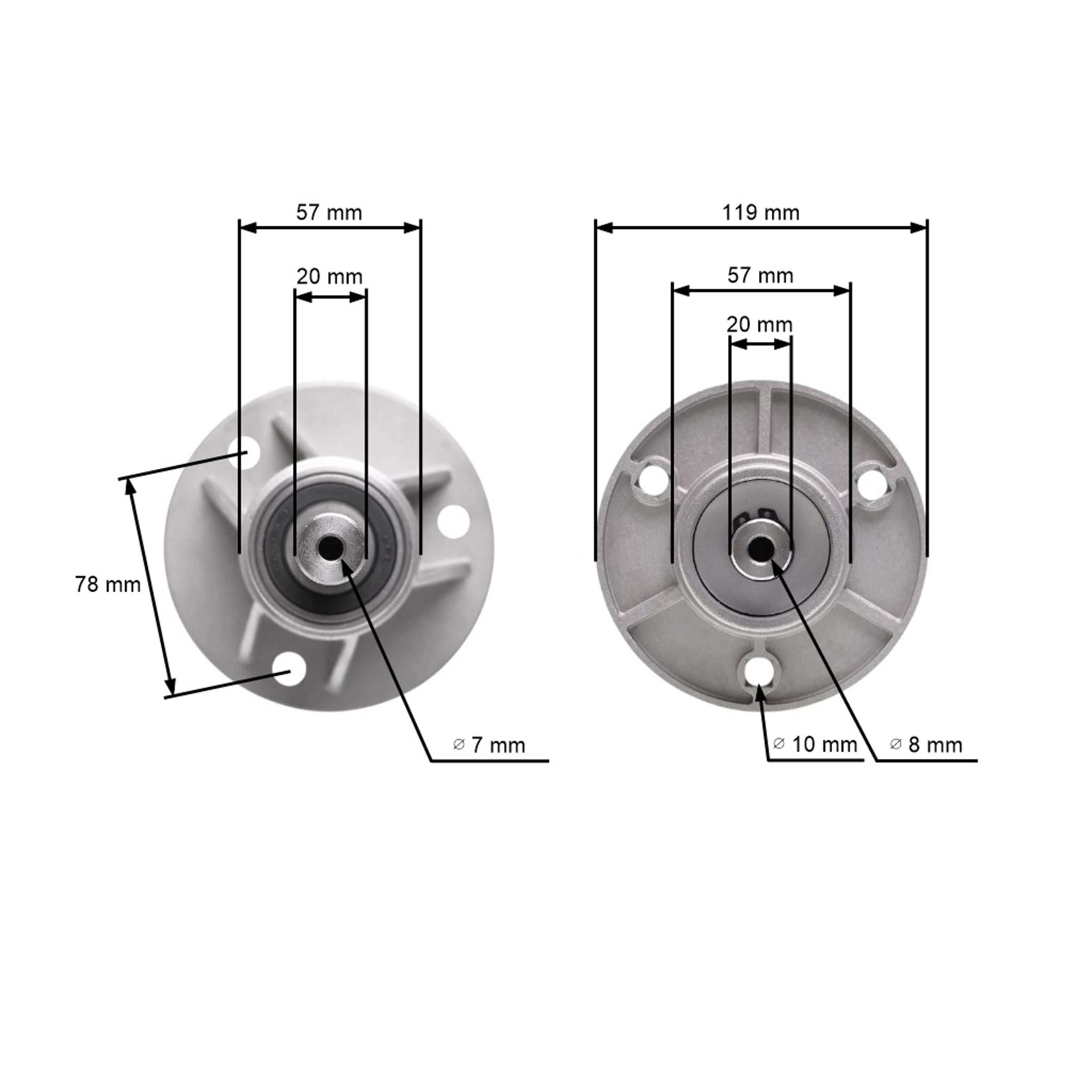 Mandrela žacího nože pro zahradní traktory Castel Garden Honda Oleomac Solo Stiga Viking (OEM 1136-0479-01 382207200/1 6151 700 3500 82207200 CG82207-200-H0)
