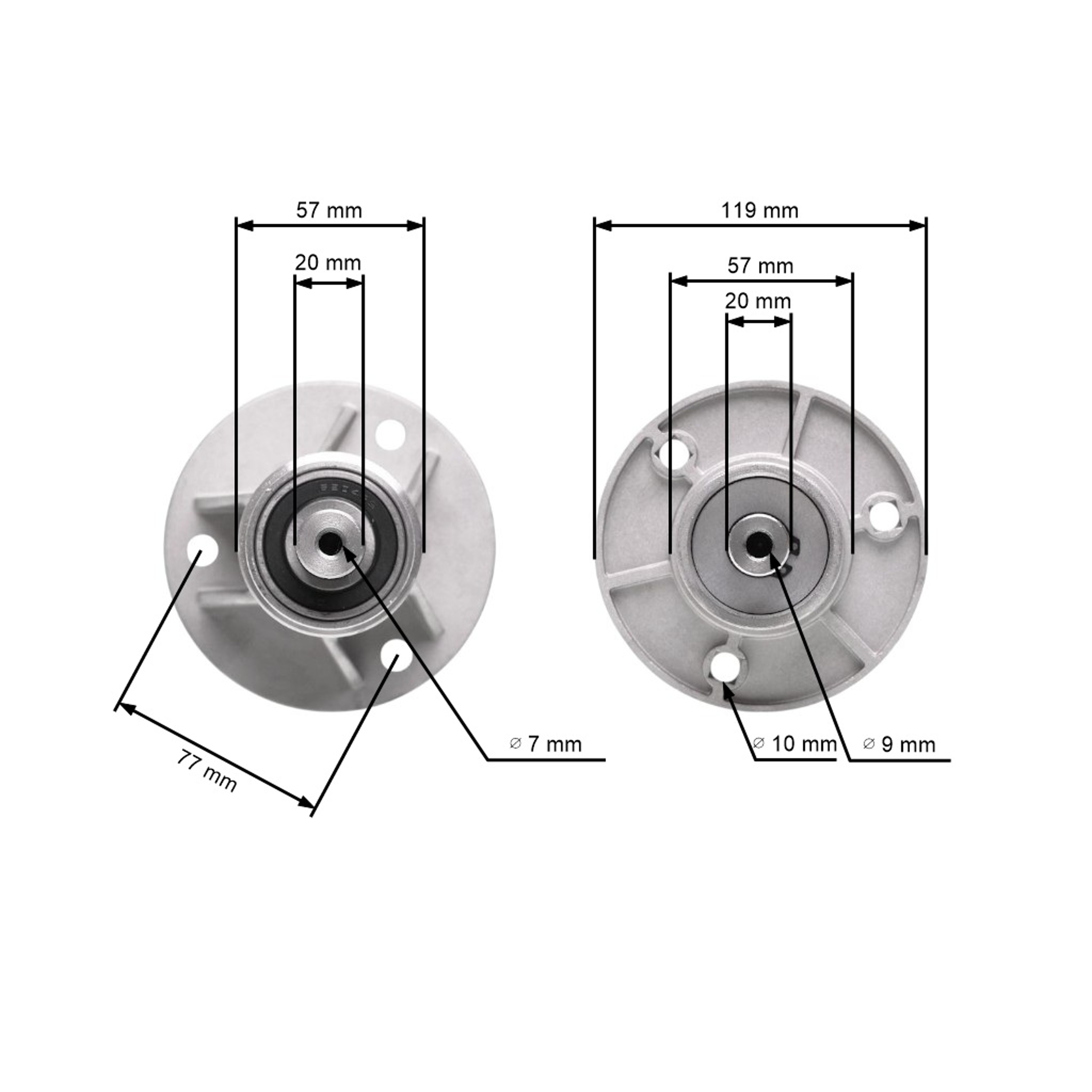 Mandrela žacího nože pro zahradní traktory Castel Garden Honda Oleomac Karsit Solo Stiga Viking (OEM 82207201/0 6151 700 3505 CG82207-201-H2 1136-0480-01)