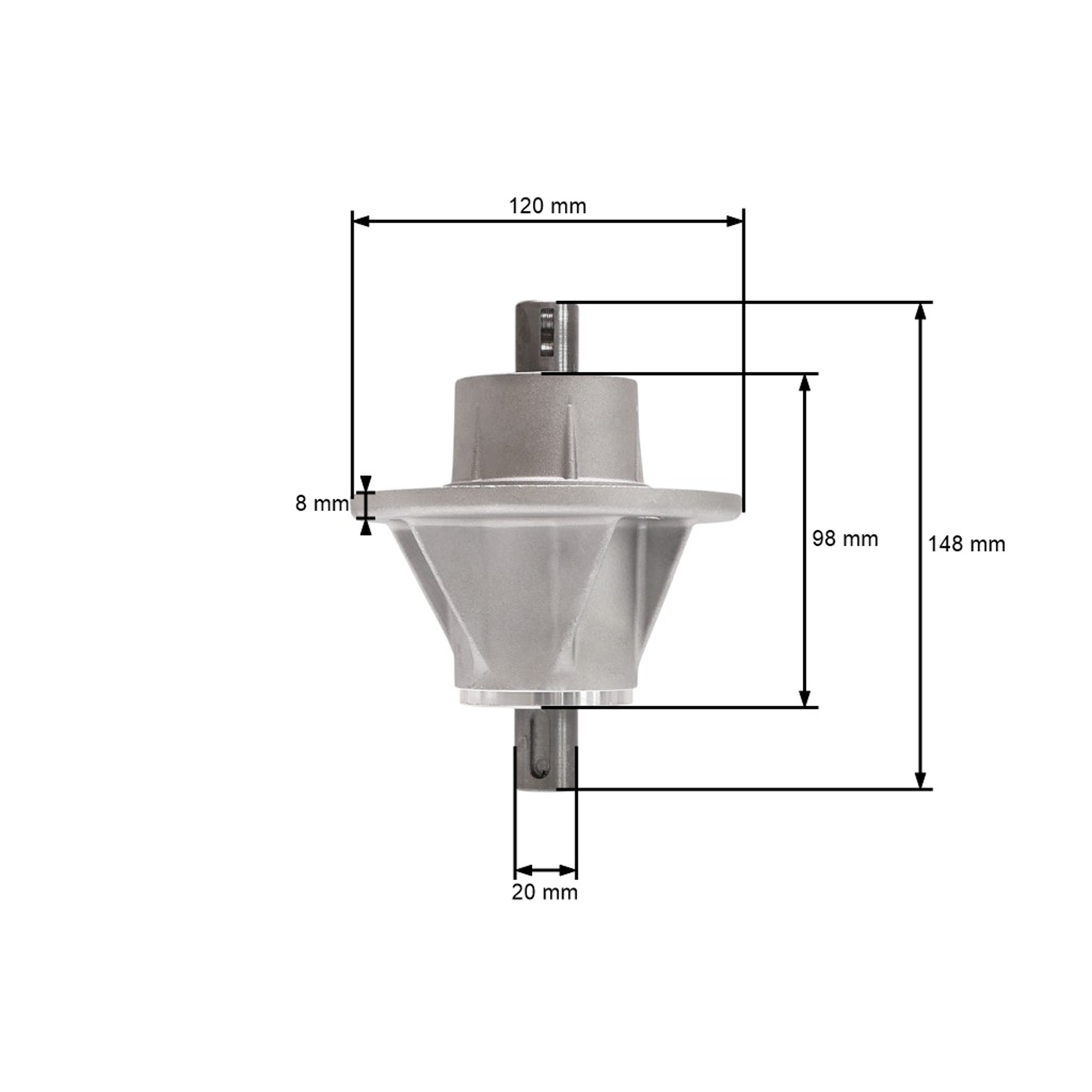 Mandrela žacího nože pro zahradní traktory Alpina Castel Garden Stiga Mountfield (OEM 382207204/1 382207204/0 382207206/0)