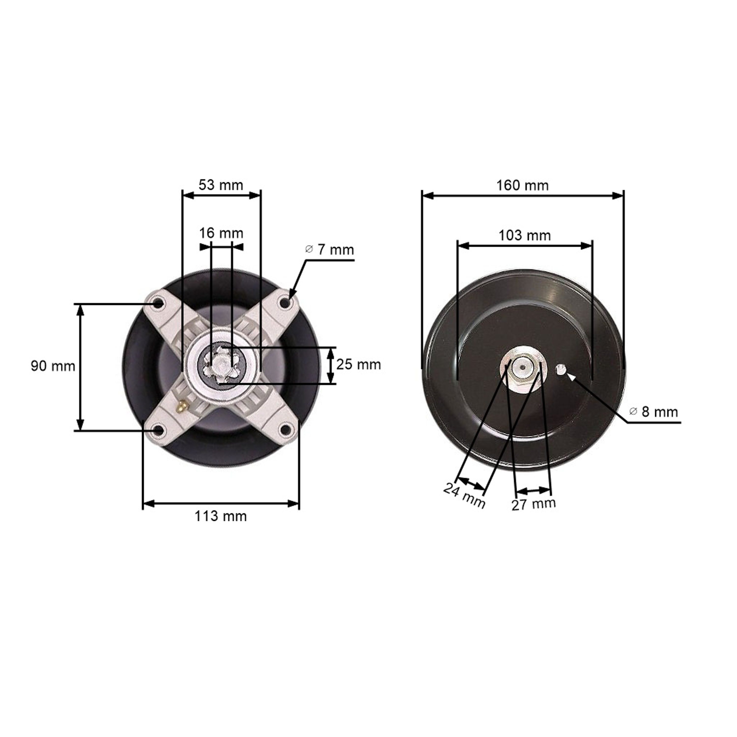 Mandrela žacího nože pro zahradní traktory Black Line Bolens Cub Cadet Efco Fleurelle Gutbrod MTD (OEM 618-0659 918-0659A 618-0624 918-0624 918-0624A)