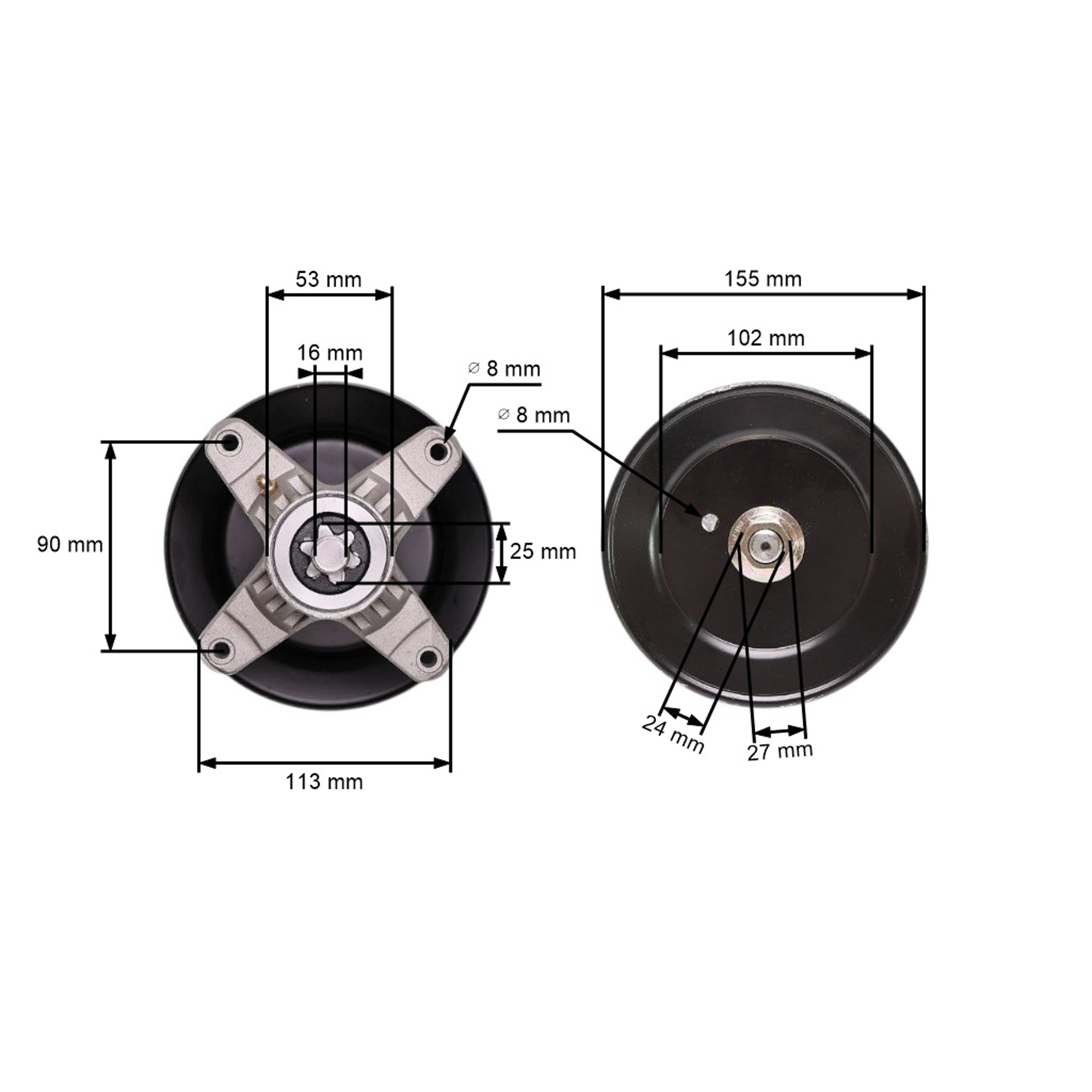 Mandrela žacího nože pro zahradní traktory Cub Cadet MTD Toro (OEM 618-04456 618-04456A 618-04461 918-04456A 918-04456B 918-04461 918-04461A 112-0460)