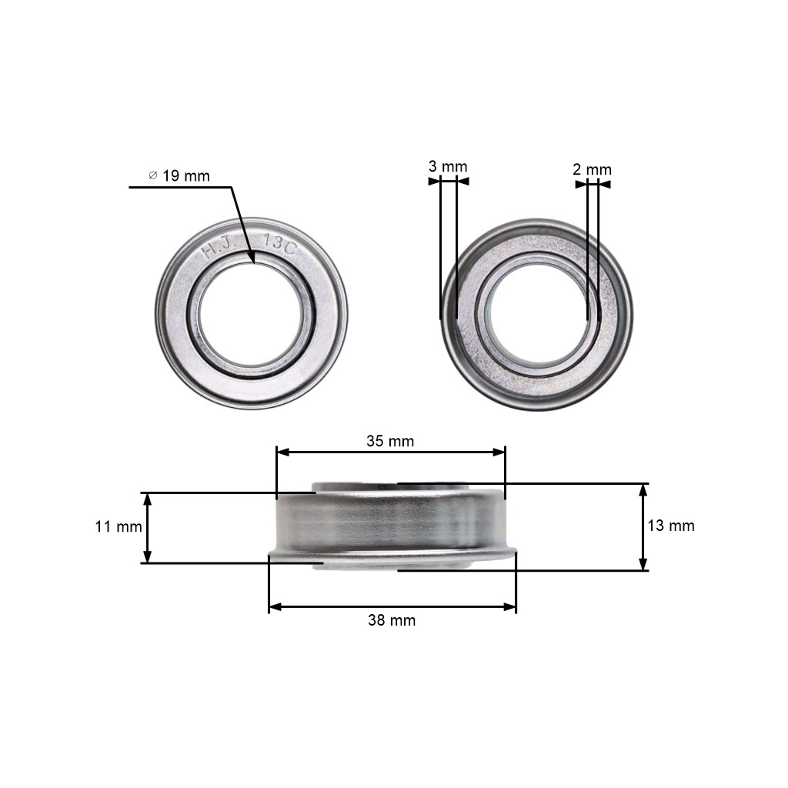 Ložisko 19 mm x 35 mm x 13,4 mm pro kola motorových sekaček Toro (OEM 11807 2669 1100513)