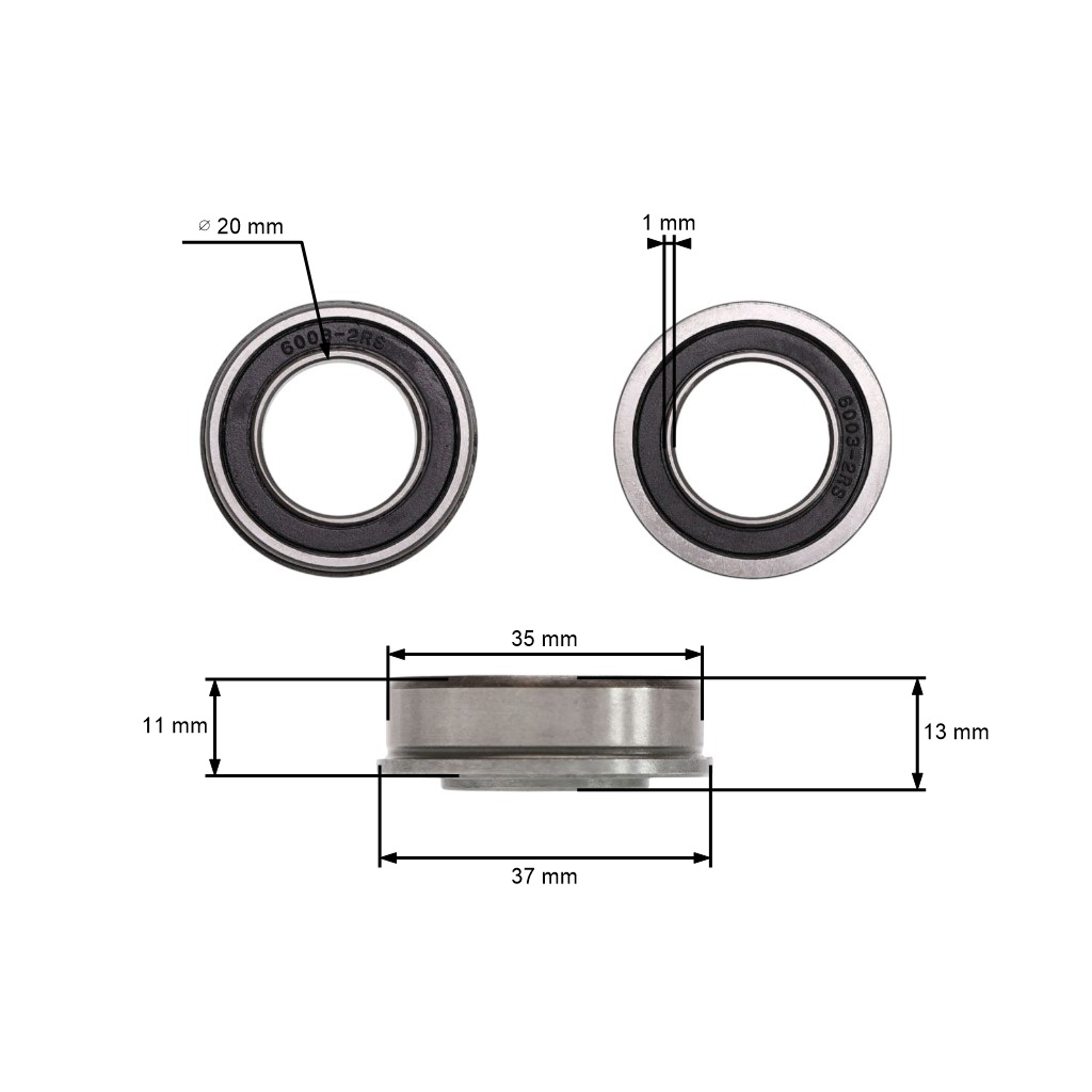 Ložisko 20 mm x 35 mm x 12,8 mm pro kola motorových sekaček Castel Garden Stiga Alpina Honda (OEM 1136-0157-01 125122200/2 80190-Y09-003 80264-VK1-003)