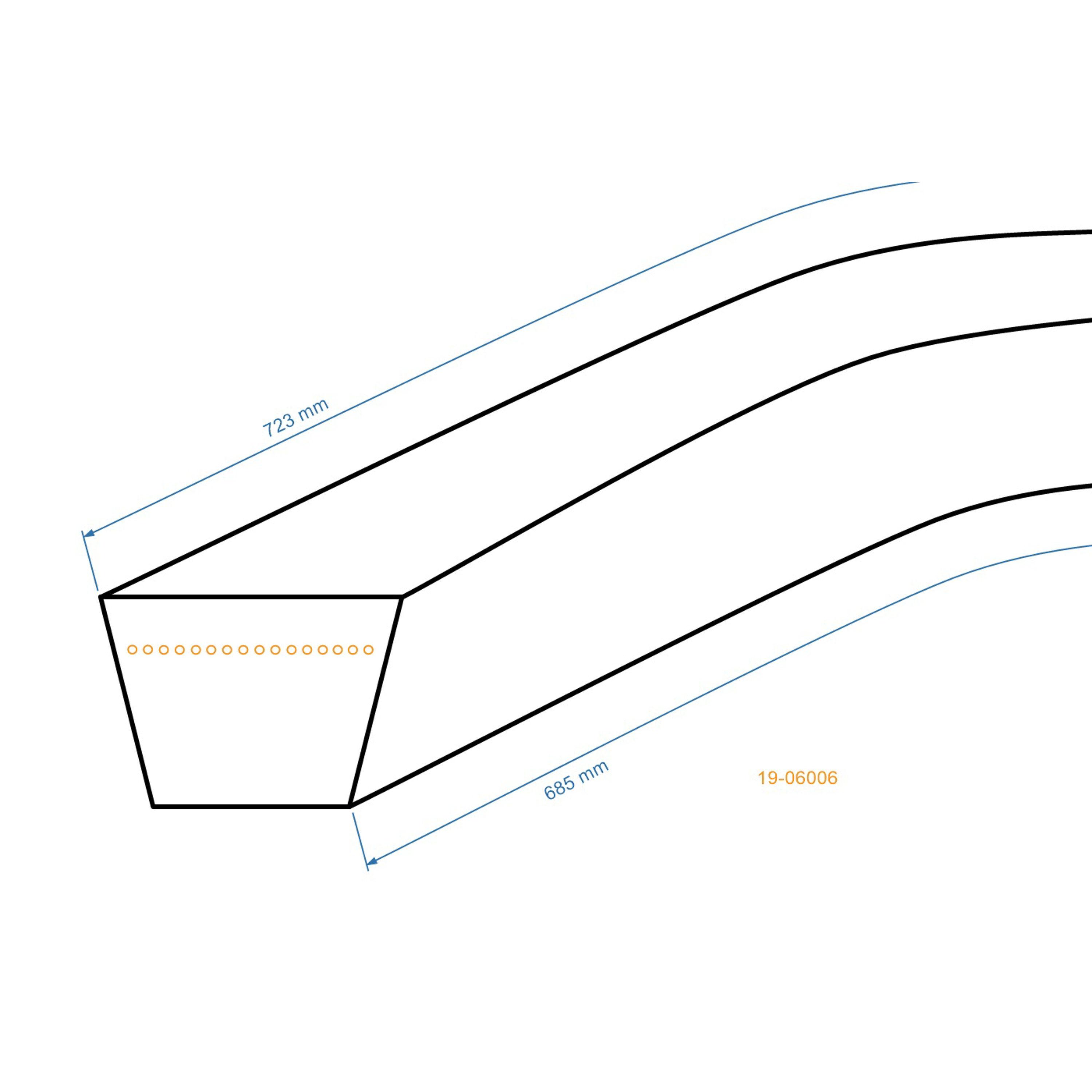 Klínový řemen 685 mm x 723 mm x 10 mm pro motorové sekačky vertikutátory a další zahradní techniku