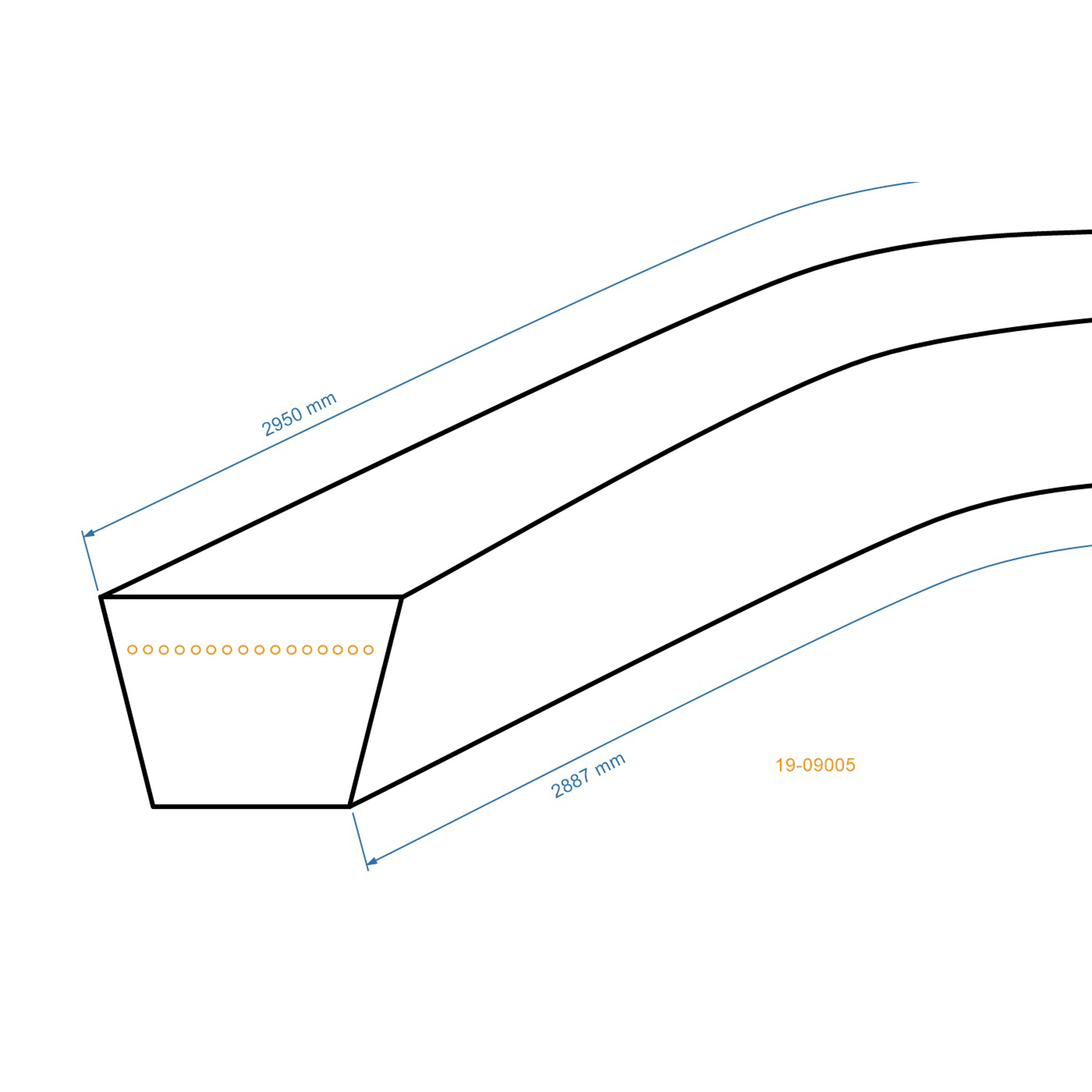 Klínový řemen 2887 mm x 2950 mm x 13 mm pro zahradní traktory AL-KO Alko T13-102HD T15-102HD T17-102HD T20-1032HDE Dolmar (OEM 514882)