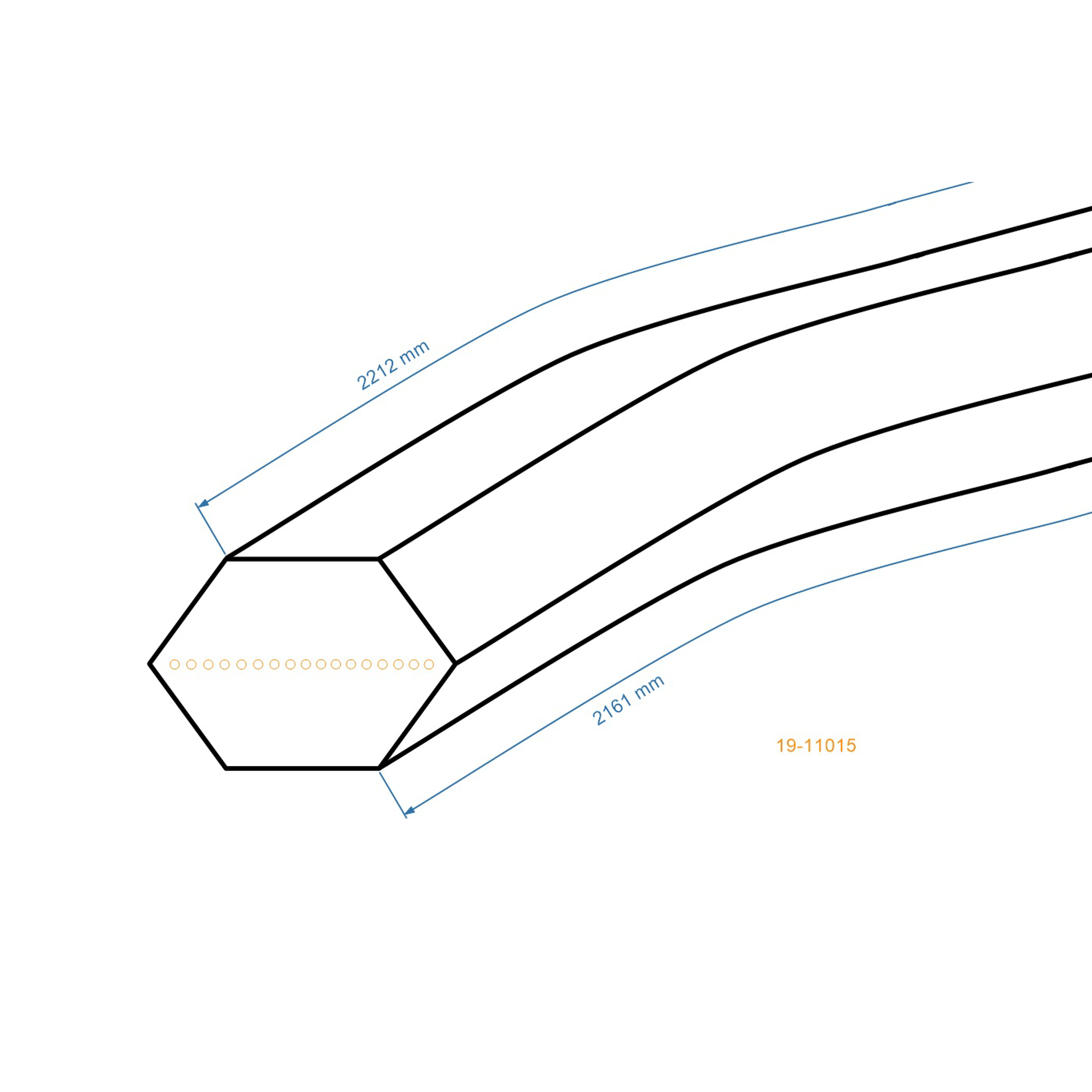 Klínový řemen 2161 mm x 2212 mm x 12,5 mm pro zahradní traktory Castel Garden Stiga Viking Honda Sabre John Deere Solo Alpina (OEM 61257042110 35065700/0)