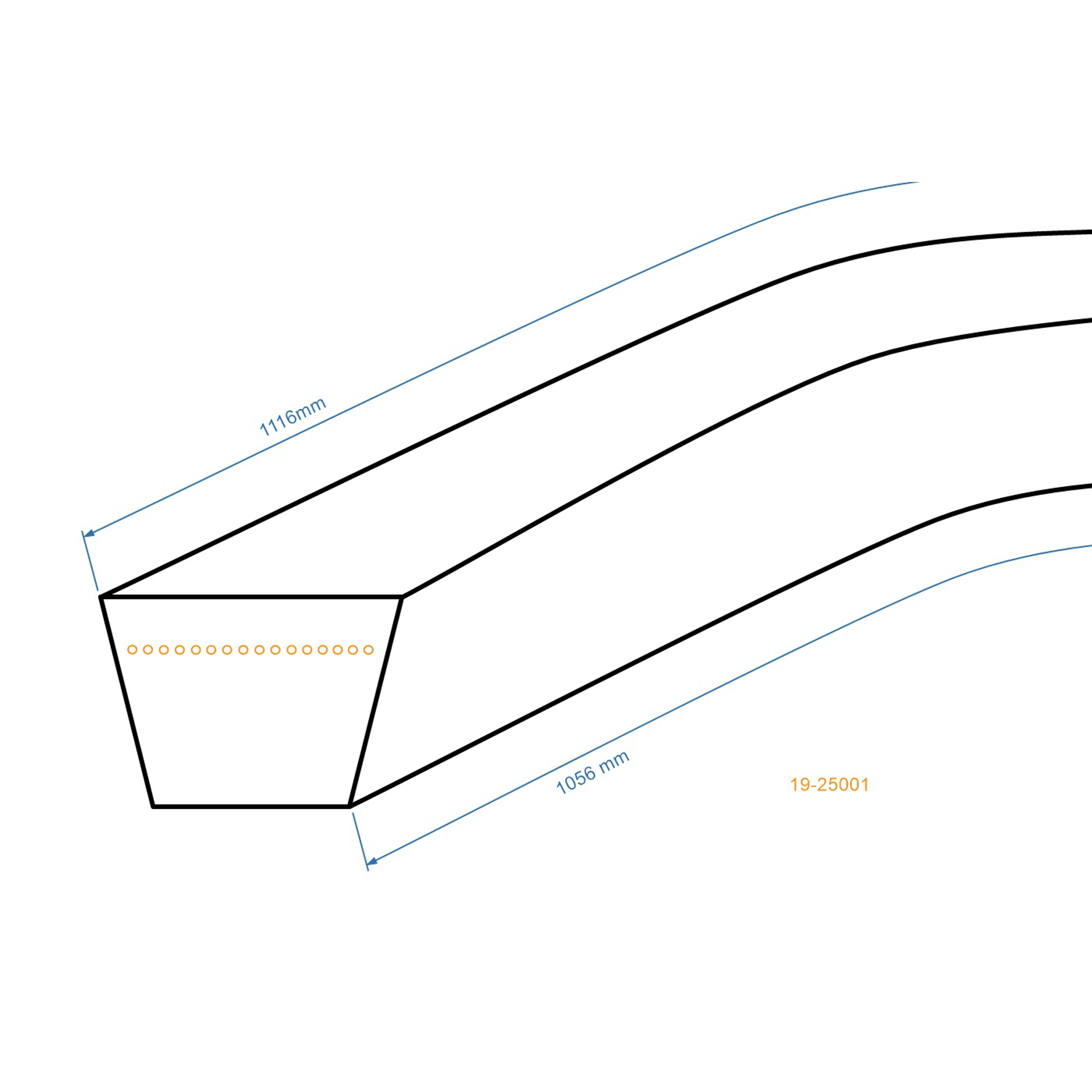 Klínový řemen 1056 mm x 1116 mm x  16,6 mm pro zahradní traktory MTD Cub Cadet Stens (OEM 754-0281 954-0281)