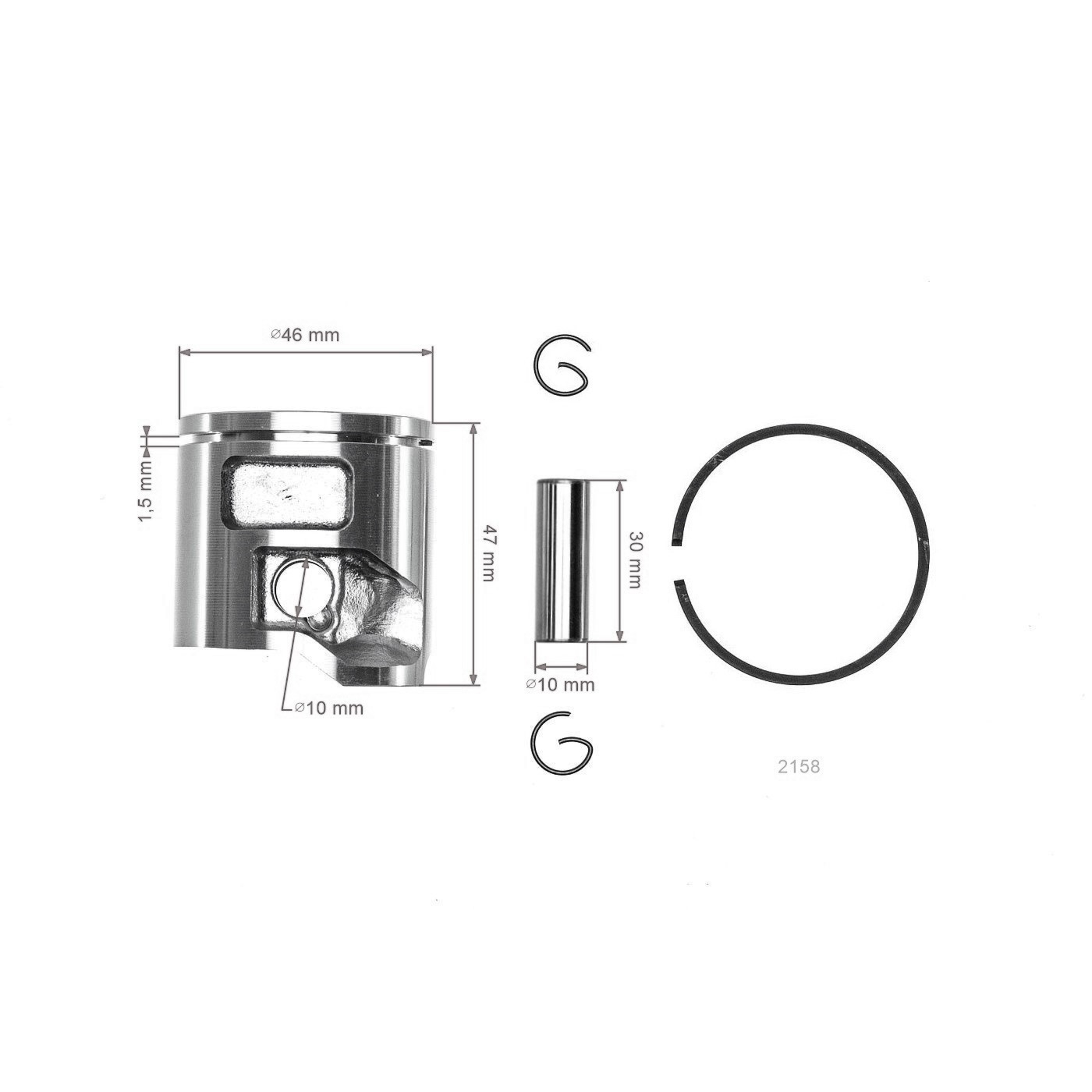 Kompletní píst pro motorové pily Husqvarna 555 556 560XP 560XPG Jonsered CS2258 CS2260 CS2260WH 46 mm (OEM 584807806)