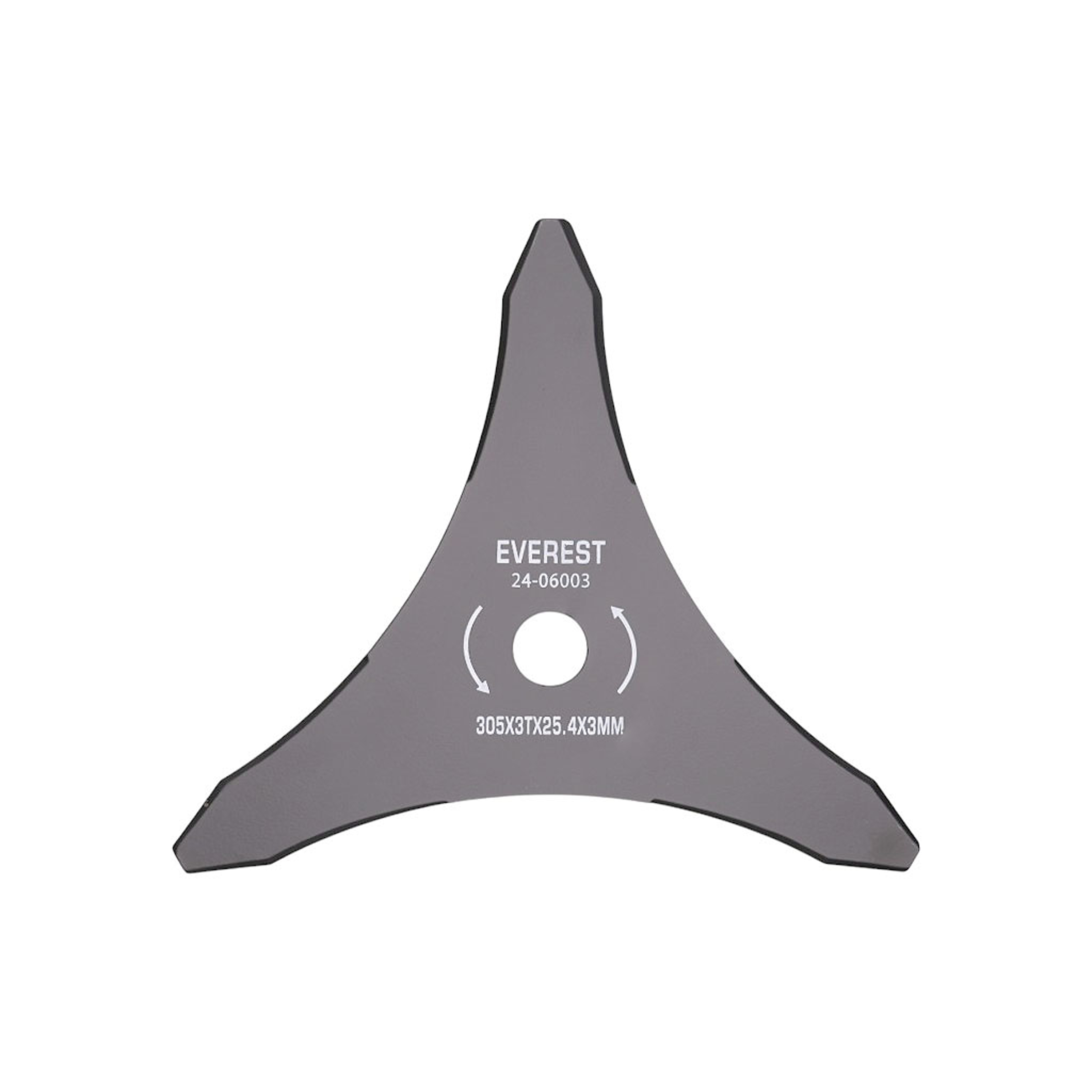 Žací ocelový univerzální nůž 3 zubý rozměr 305 mm x 3,0 mm otvor 25,4 mm pro křovinořezy a motorové vyžínače