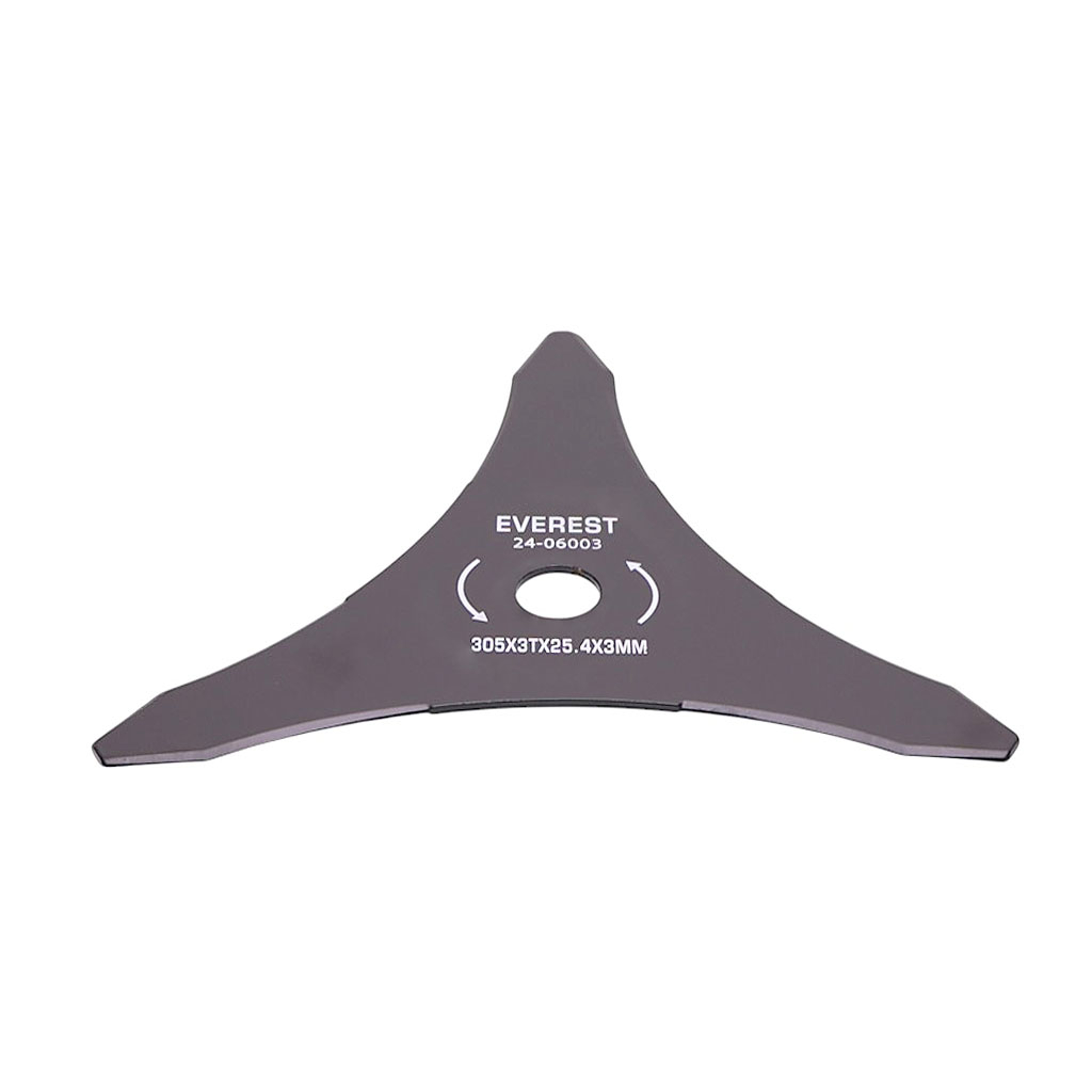 Žací ocelový univerzální nůž 3 zubý rozměr 305 mm x 3,0 mm otvor 25,4 mm pro křovinořezy a motorové vyžínače