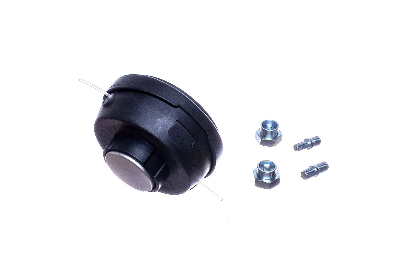 Univerzální poloautomatická strunová hlava pro křovinořezy a motorové vyžínače s vnějším průměrem 118 mm se sadou adaptérů