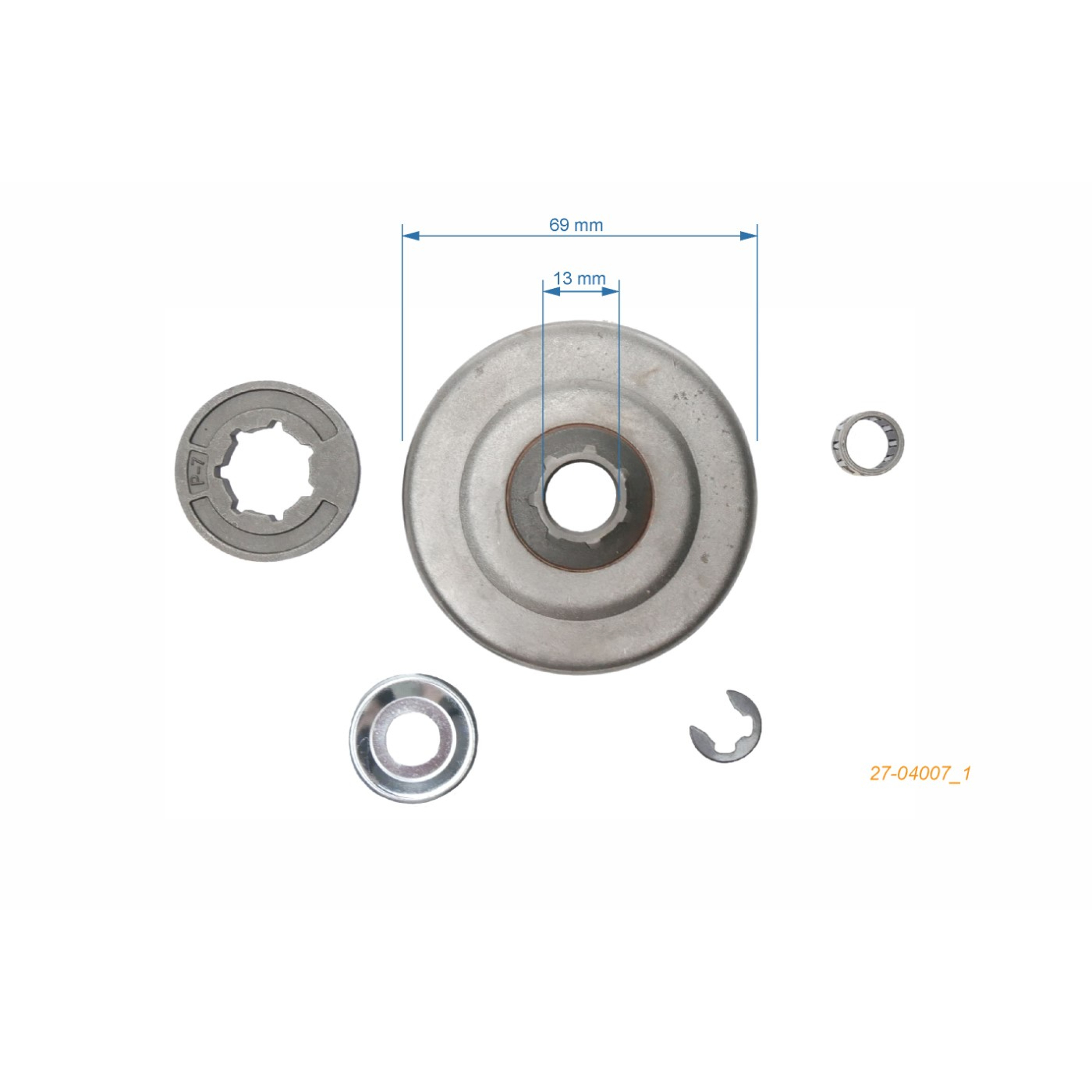 Řetězka 3/8" 7 zubů s výměným prstýnkem pro motorové pily Stihl 017 018 021 023 025 MS170 MS180 MS210 MS230 MS250 (OEM 11236402003)