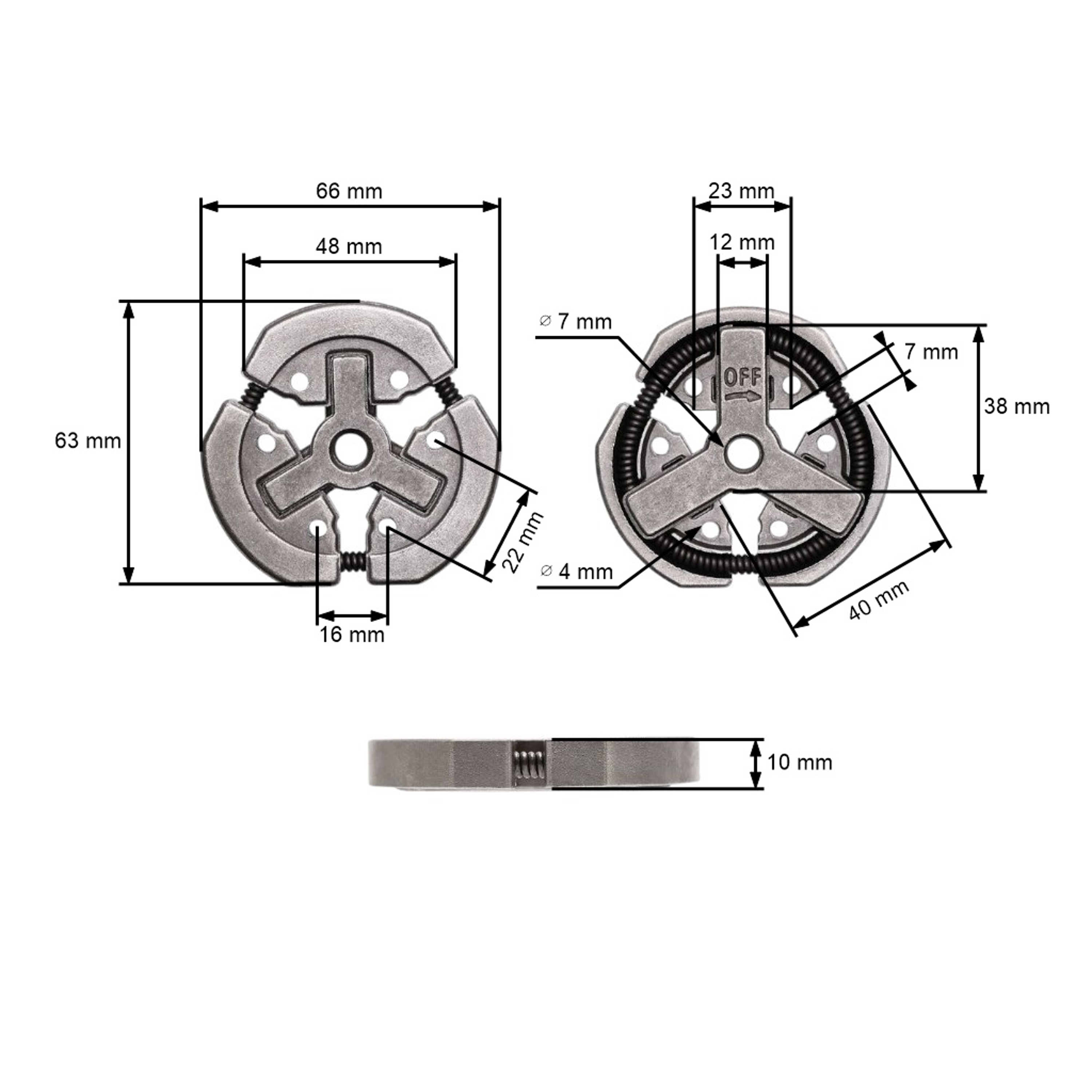 HS Parts spojka pro čínské motorové pily obsah motoru 38 ccm