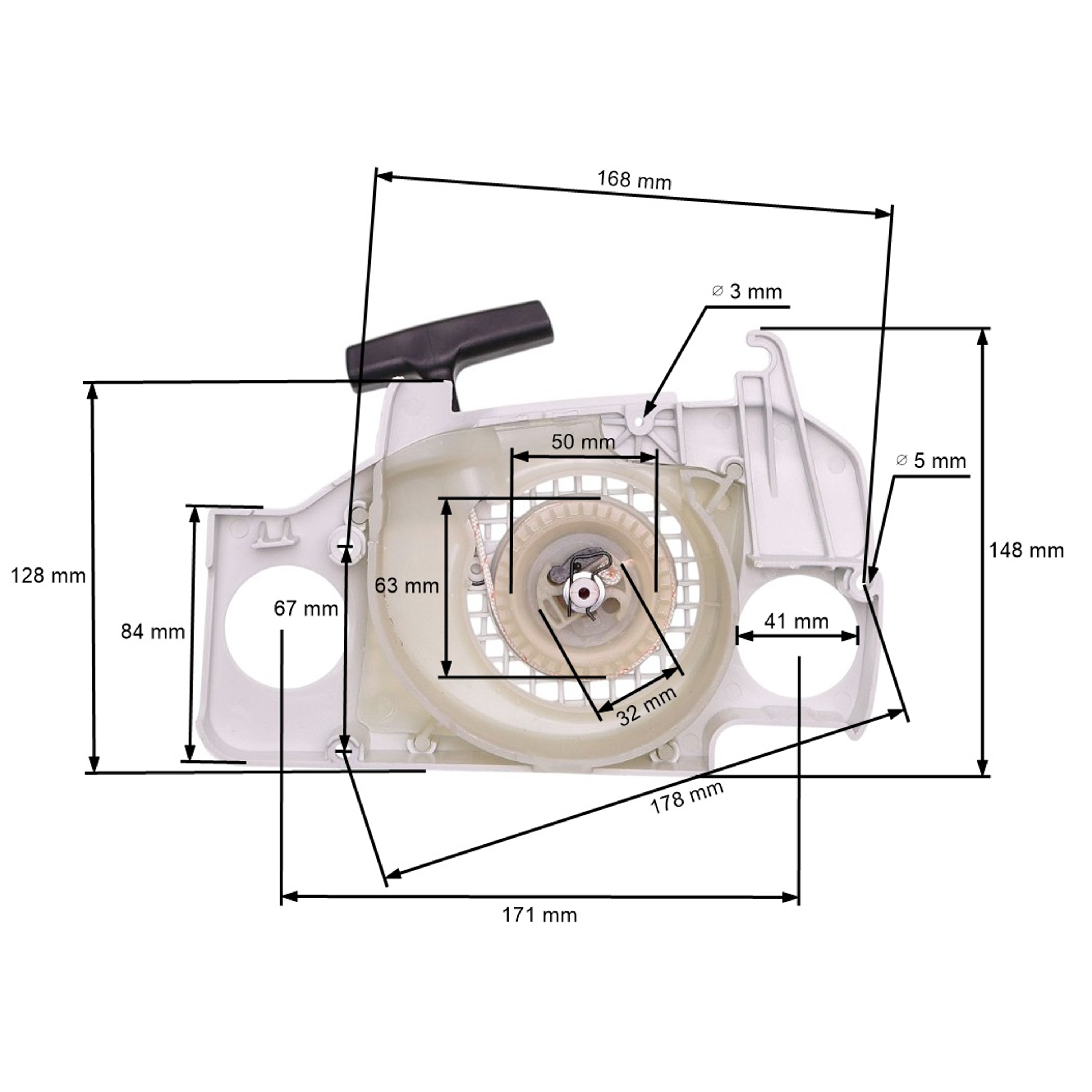 HS PARTS kompletní startér pro motorové pily Stihl MS170 2-MIX MS180 2-MIX (OEM 11300801807 11300802110)