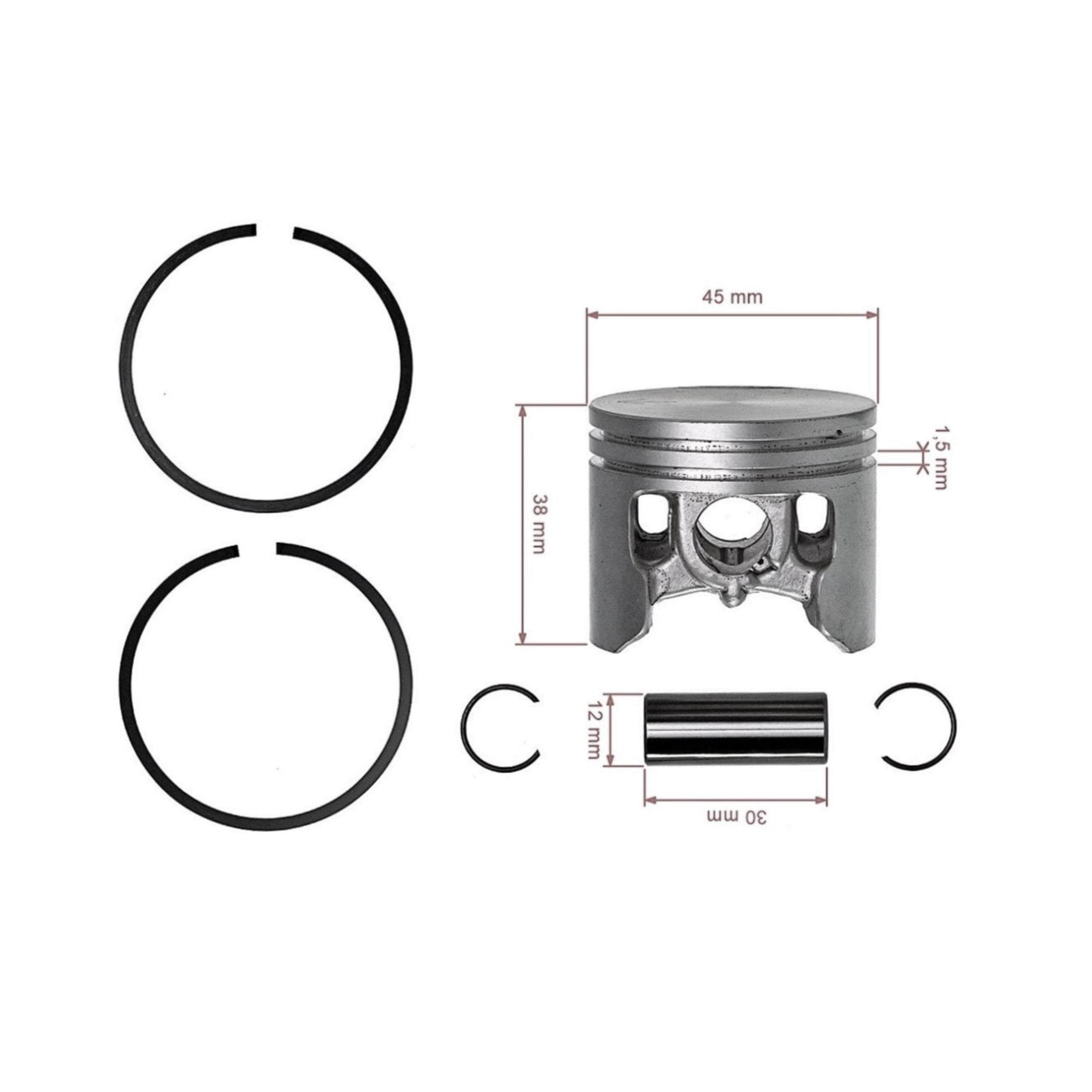 Kompletní píst pro motorové pily Dolmar 116 45 mm (OEM 114132101)