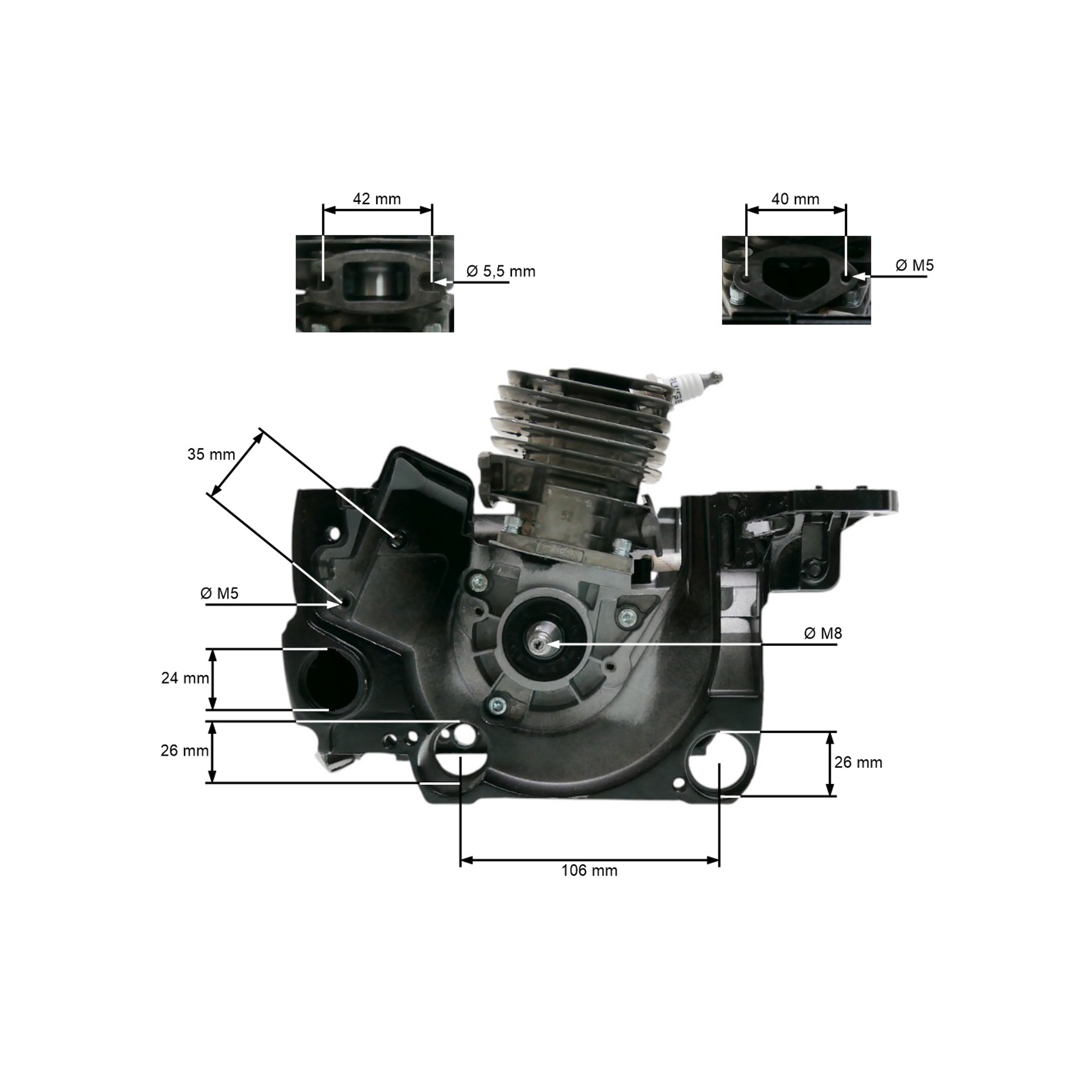 Polomotor pro Čínské motorové pily a pily z hobbymarketů průměr válce 45 mm