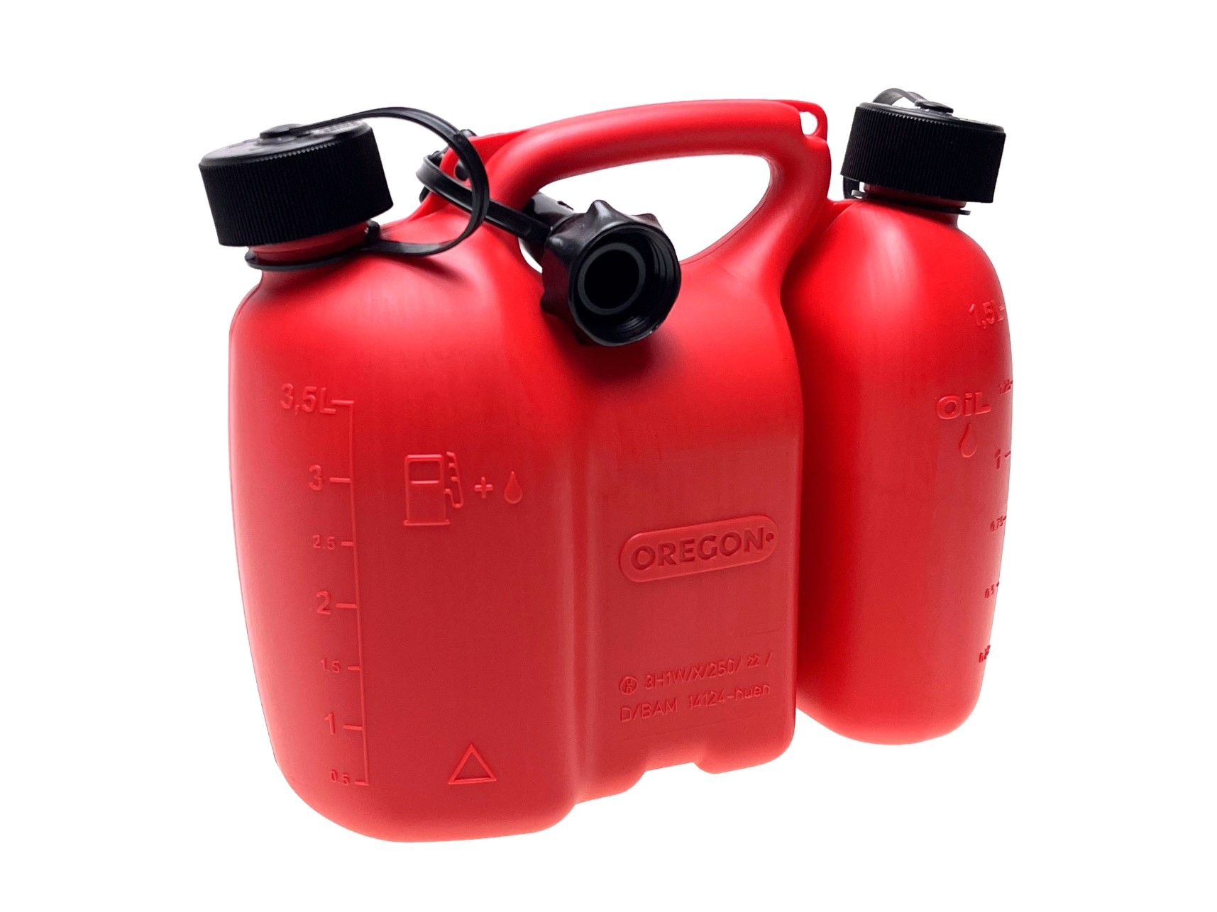 Kanystr Oregon na benzín 3 L a olej 1,5L YUKON červený s nalévacím hrdlem (562410)