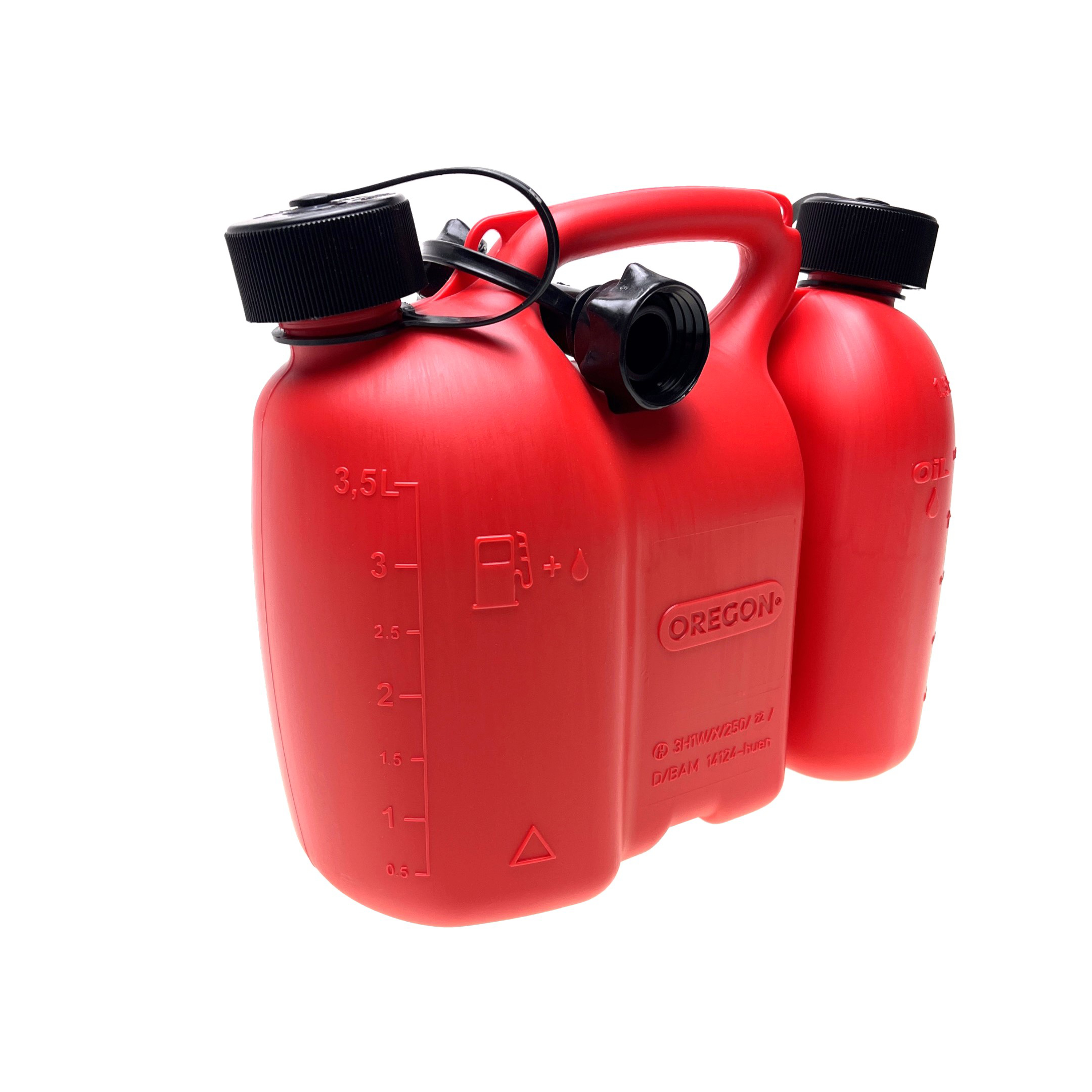Kanystr Oregon na benzín 3 L a olej 1,5L YUKON červený s nalévacím hrdlem (562410)