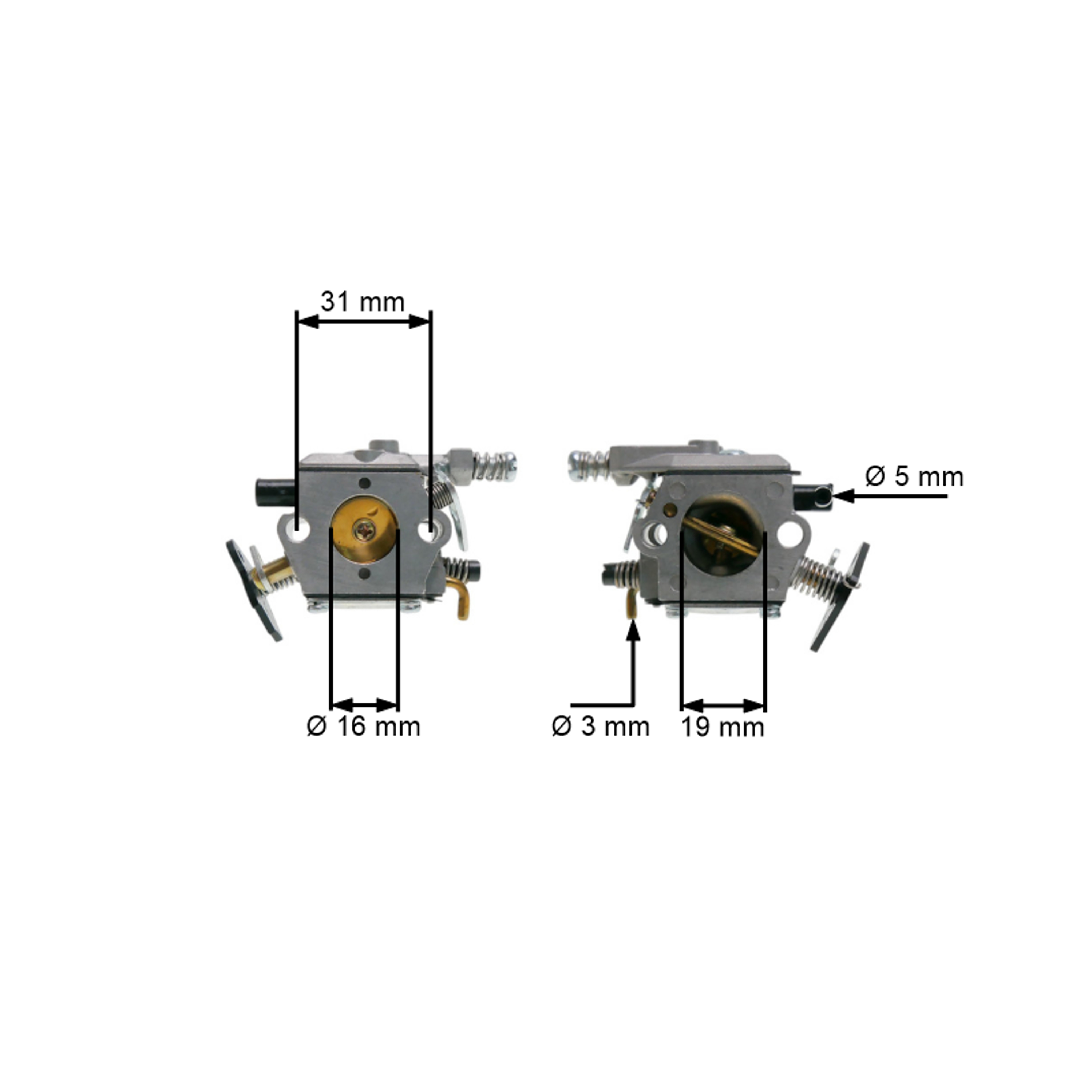 Karburátor pro Čínské motorové pily a pily z hobbymarketů s obsahem motoru 38 ccm