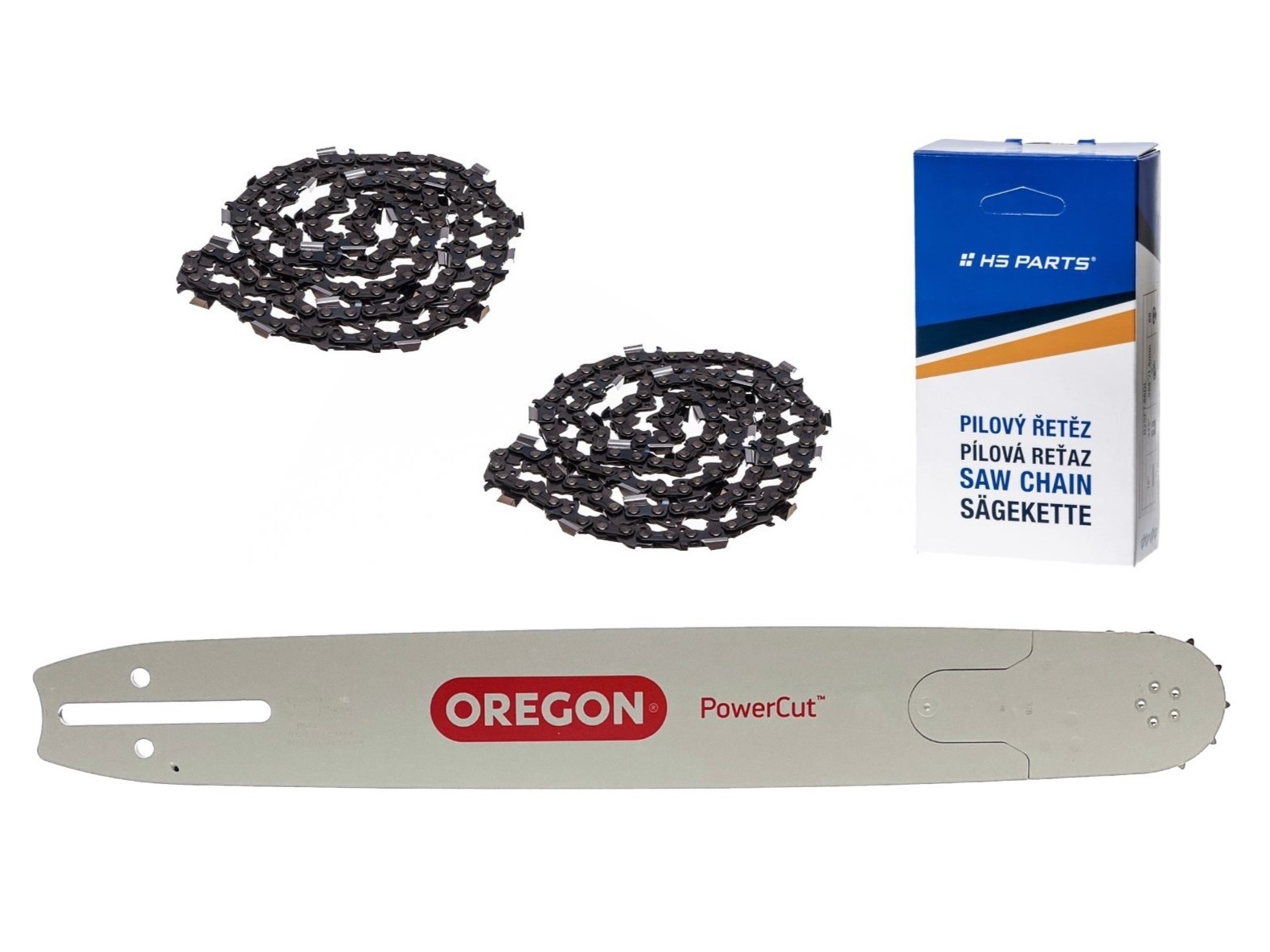 Oregon vodící lišta 178RNDD009 17" (43 cm) 3/8" .058" (1,5 mm) + 2 x HS PARTS pilový řetěz 64 článků hranatý zub pro Husqvarna 61 66 266 268 272 365 372XP 281 298 380 385 585 Solo 665 670 681 Jonsered 2077 2171 Dolmar PS6400 Shindaiwa 285