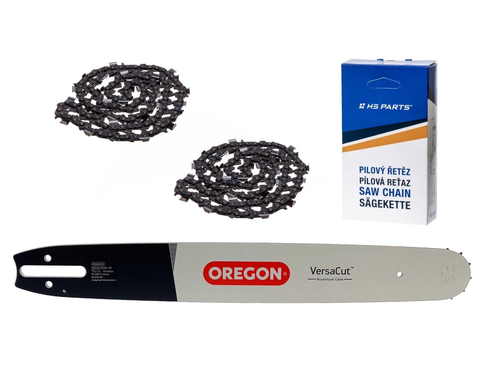 Oregon vodící lišta 183VXLHD025 18" (45 cm) 3/8" .063" (1,6 mm) + 2 x HS PARTS pilový řetěz 66 článků hranatý zub pro Stihl 036 044 046 066 MS340 MS360 MS361 MS440 MS460 MS362 MS441 MS461 MS660 MS462