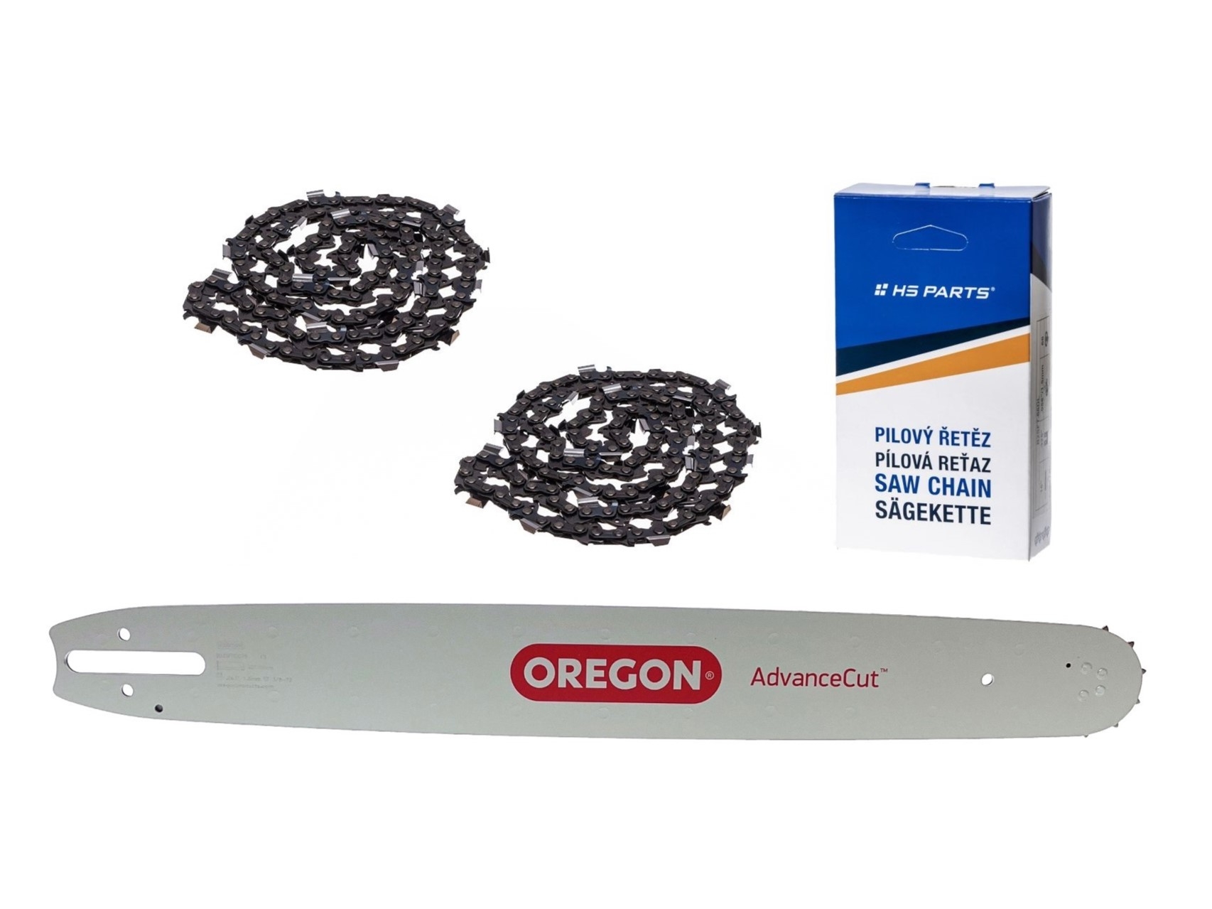 Oregon vodící lišta 203SFHD025 20" (50 cm) 3/8" .063" (1,6 mm) + 2 x HS PARTS pilový řetěz 72 článků hranatý zub pro Stihl 029 031 032 034 041 042 036 044 048 056 066 MS290 MS310 MS360 MS361 MS362 MS391 MS440 MS441 MS462 MS460 MS640 MS660